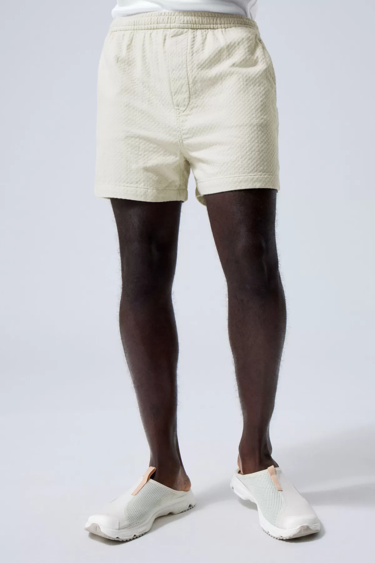 Weekday Alex Relaxed Shorts Beige Jacquard Discount
