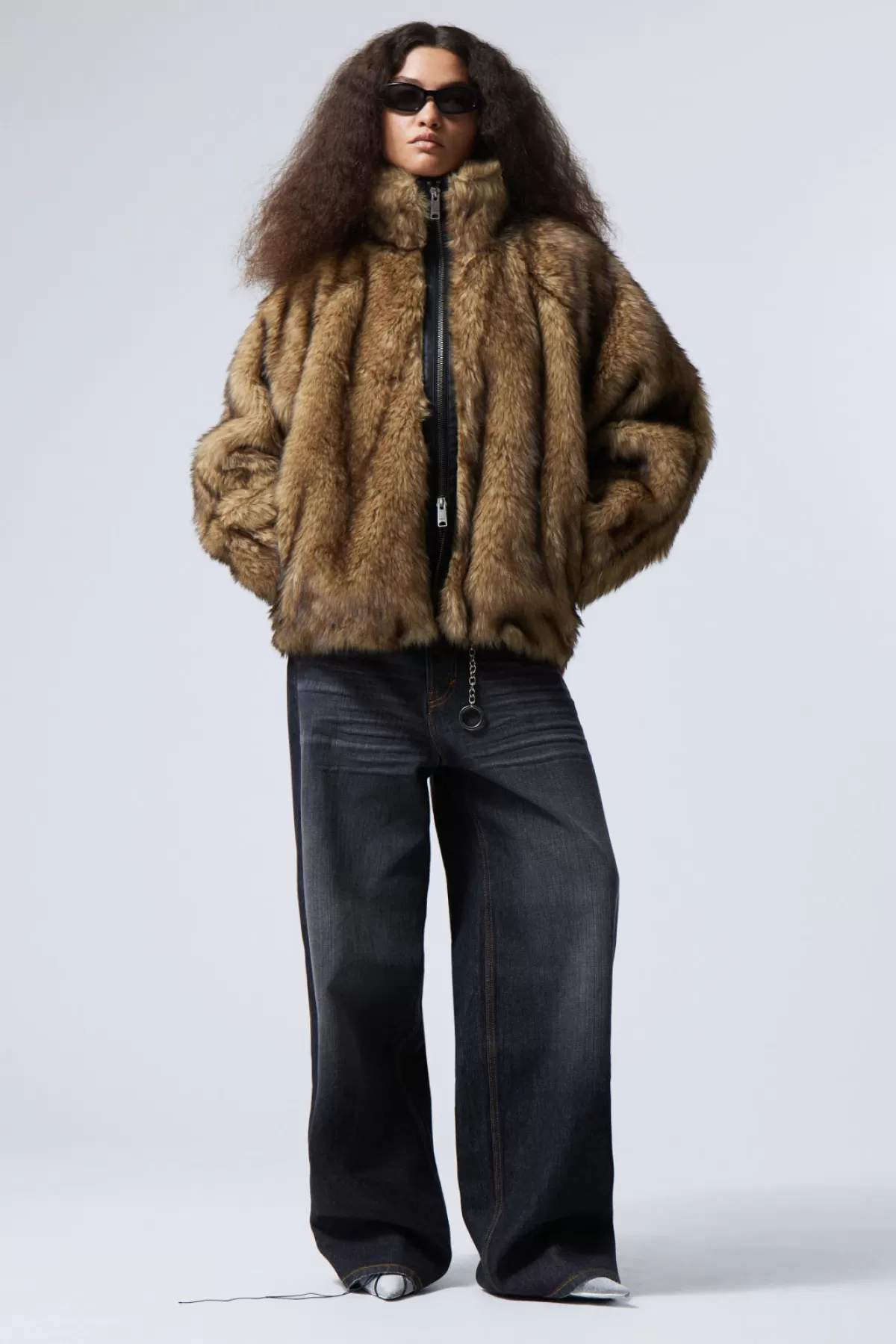 Weekday Alice Faux Fur Jacket Beige Melange Fashion