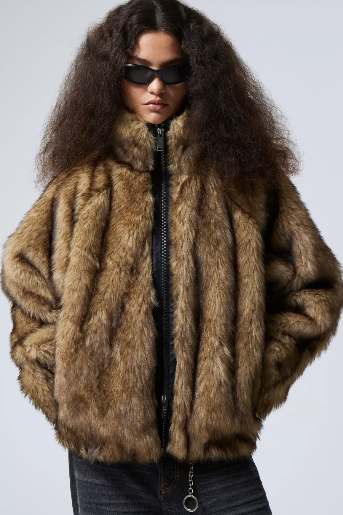 Weekday Alice Faux Fur Jacket Beige Melange Fashion
