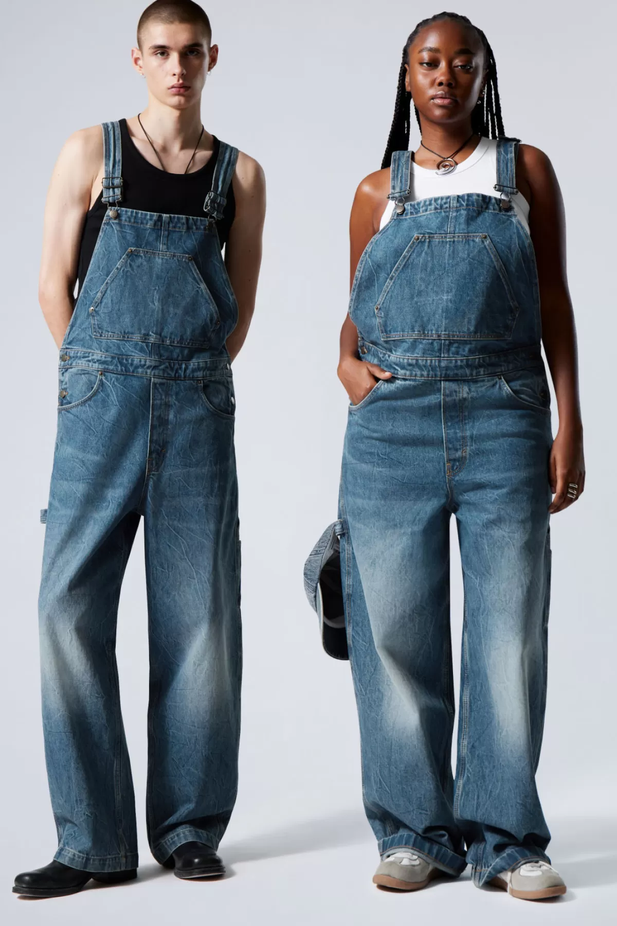 Weekday Astro Loose Fit Dungarees Blue Era Online