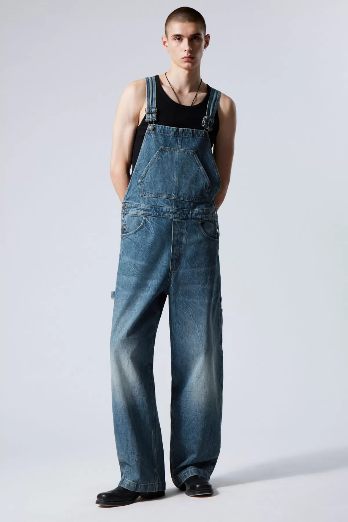Weekday Astro Loose Fit Dungarees Blue Era Online