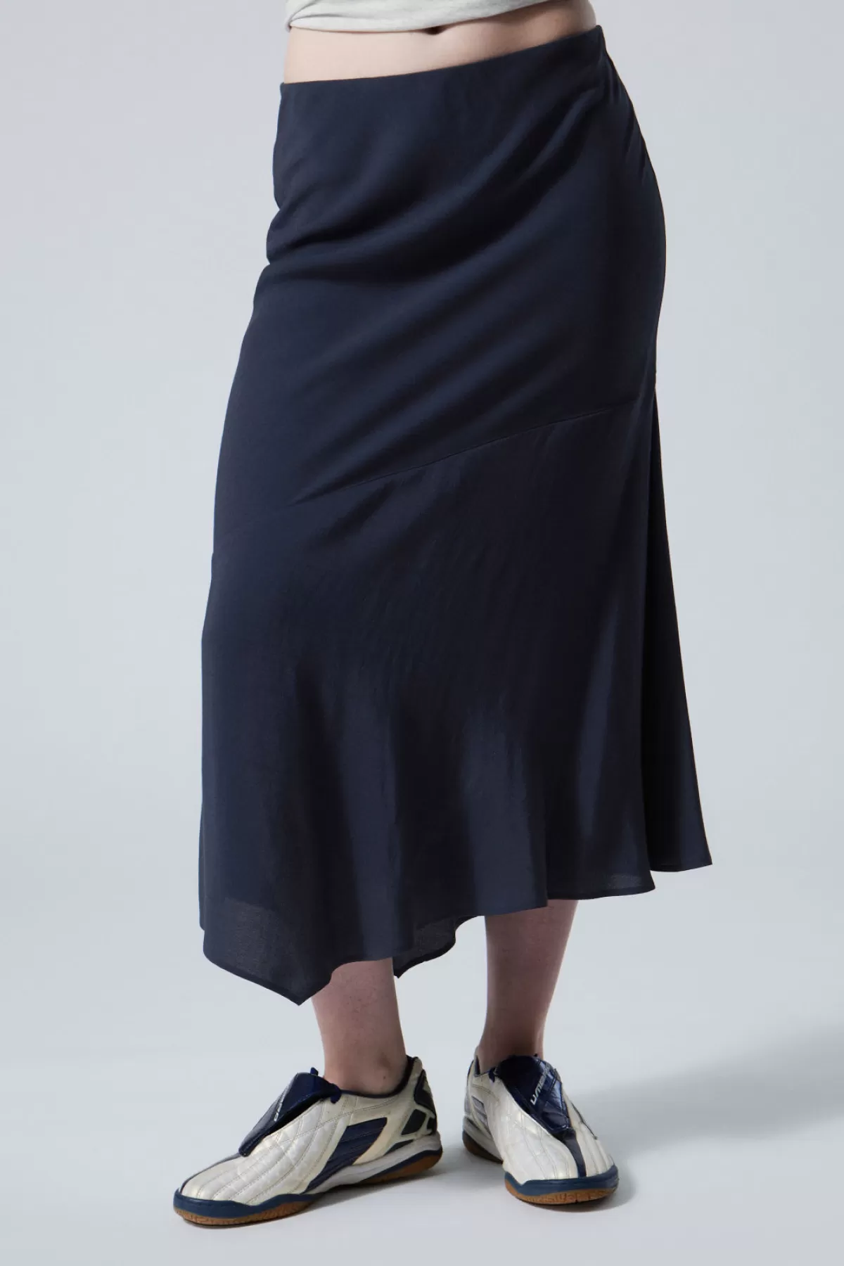 Weekday Asymmetric Midi Skirt Dark Blue Best Sale