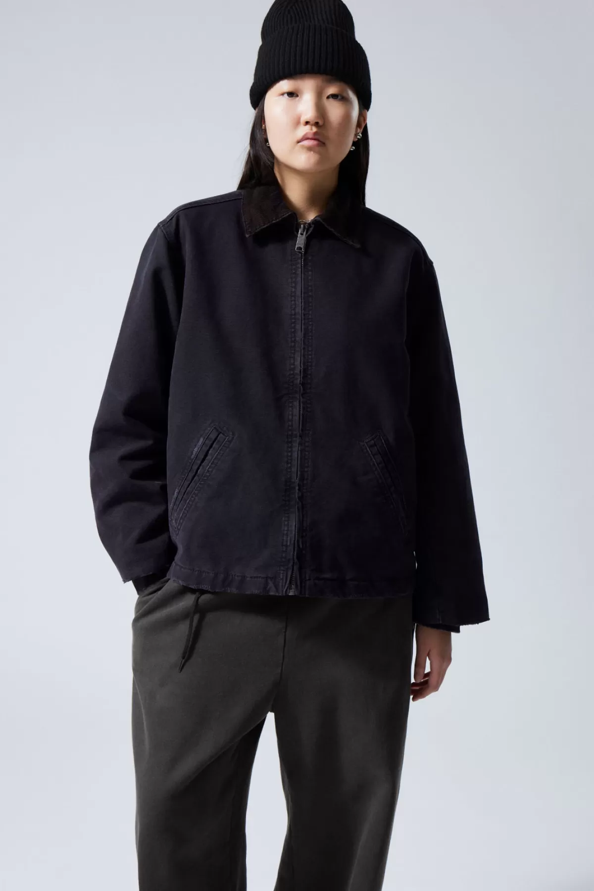 Weekday Belle Washed Canvas Jacket Washed Black Cheap