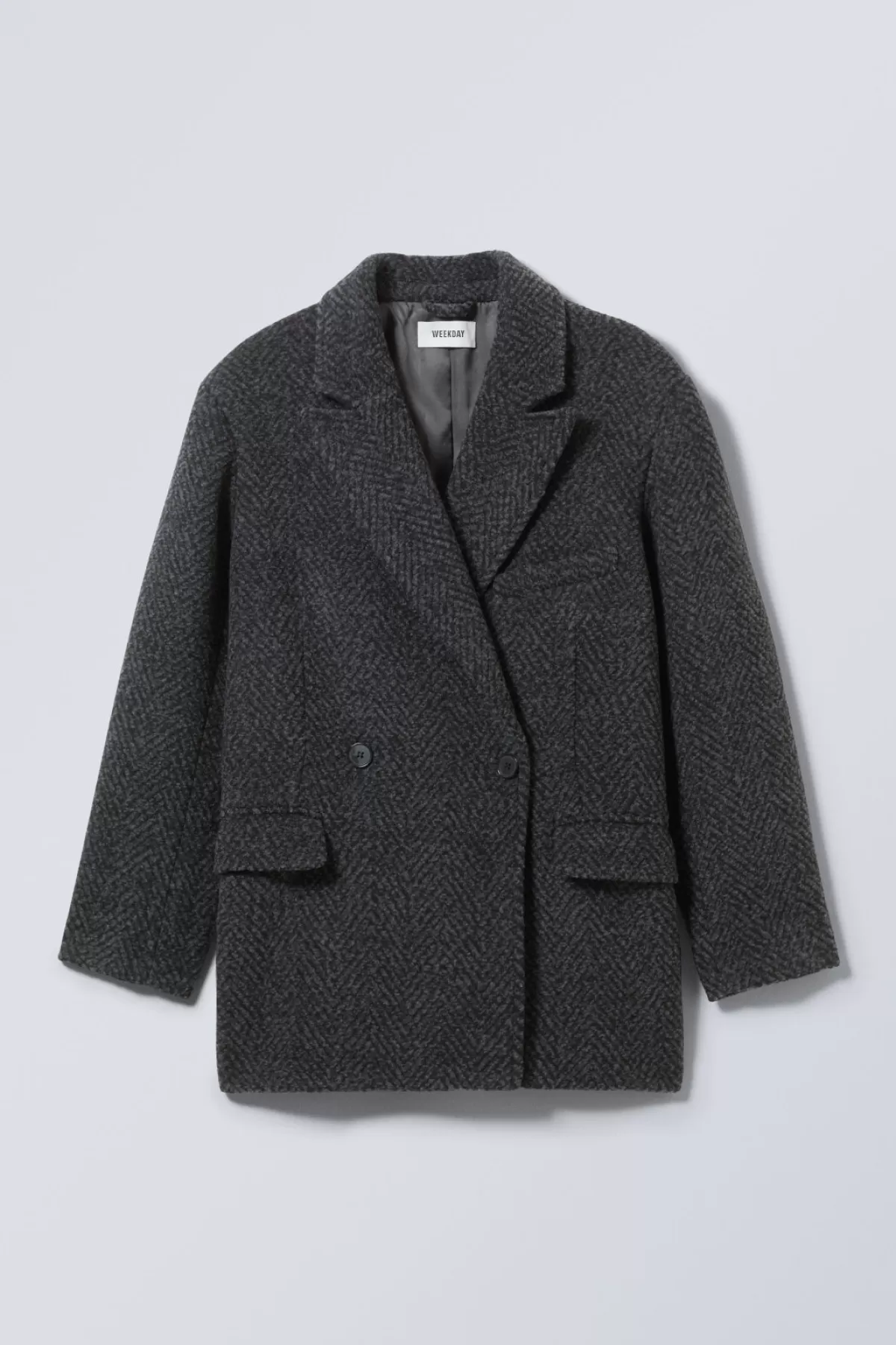 Weekday Carla Oversized Wool Blend Jacket Grey Herringbone Online
