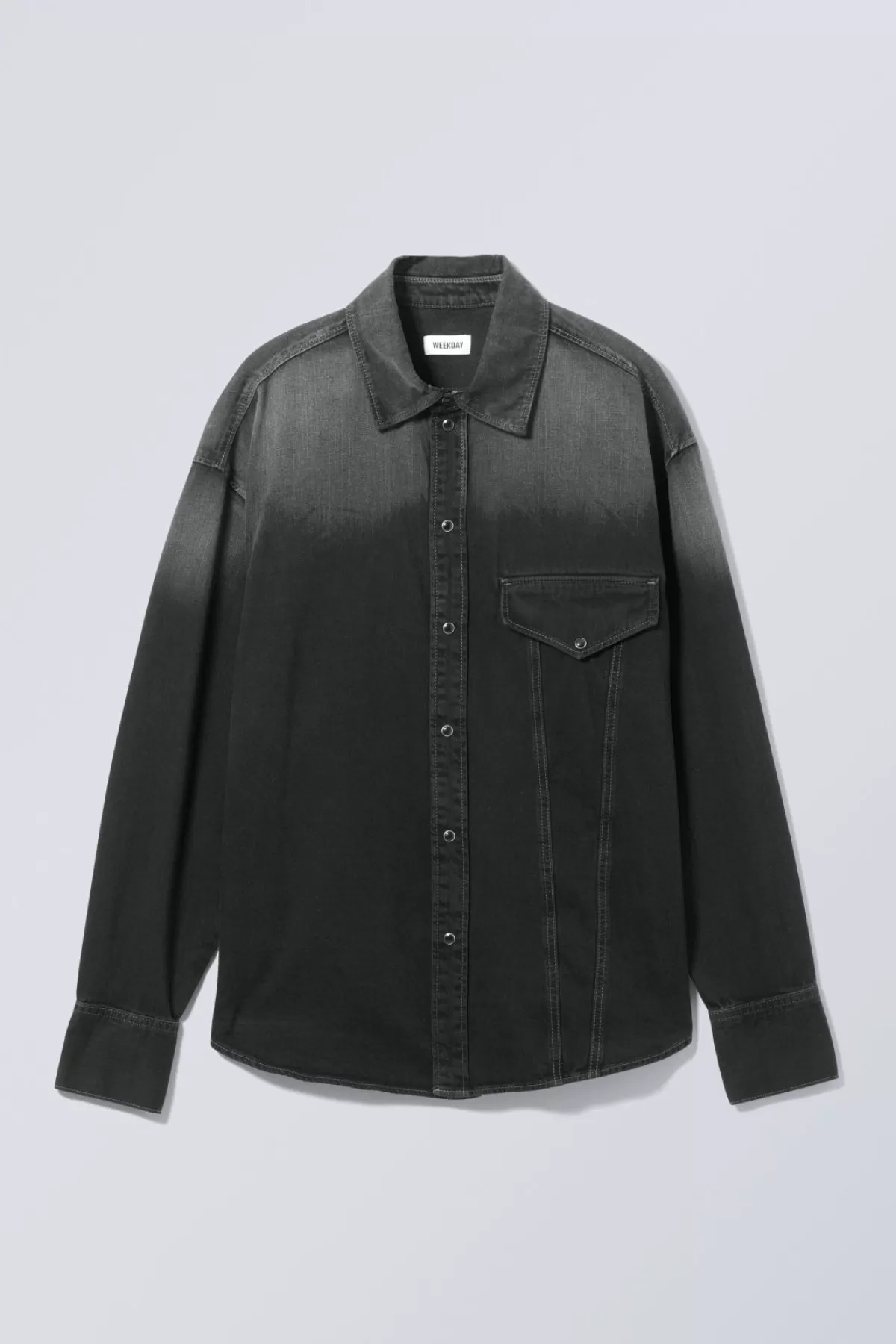 Weekday Carson Denim Long Sleeve Shirt Faded Black Store