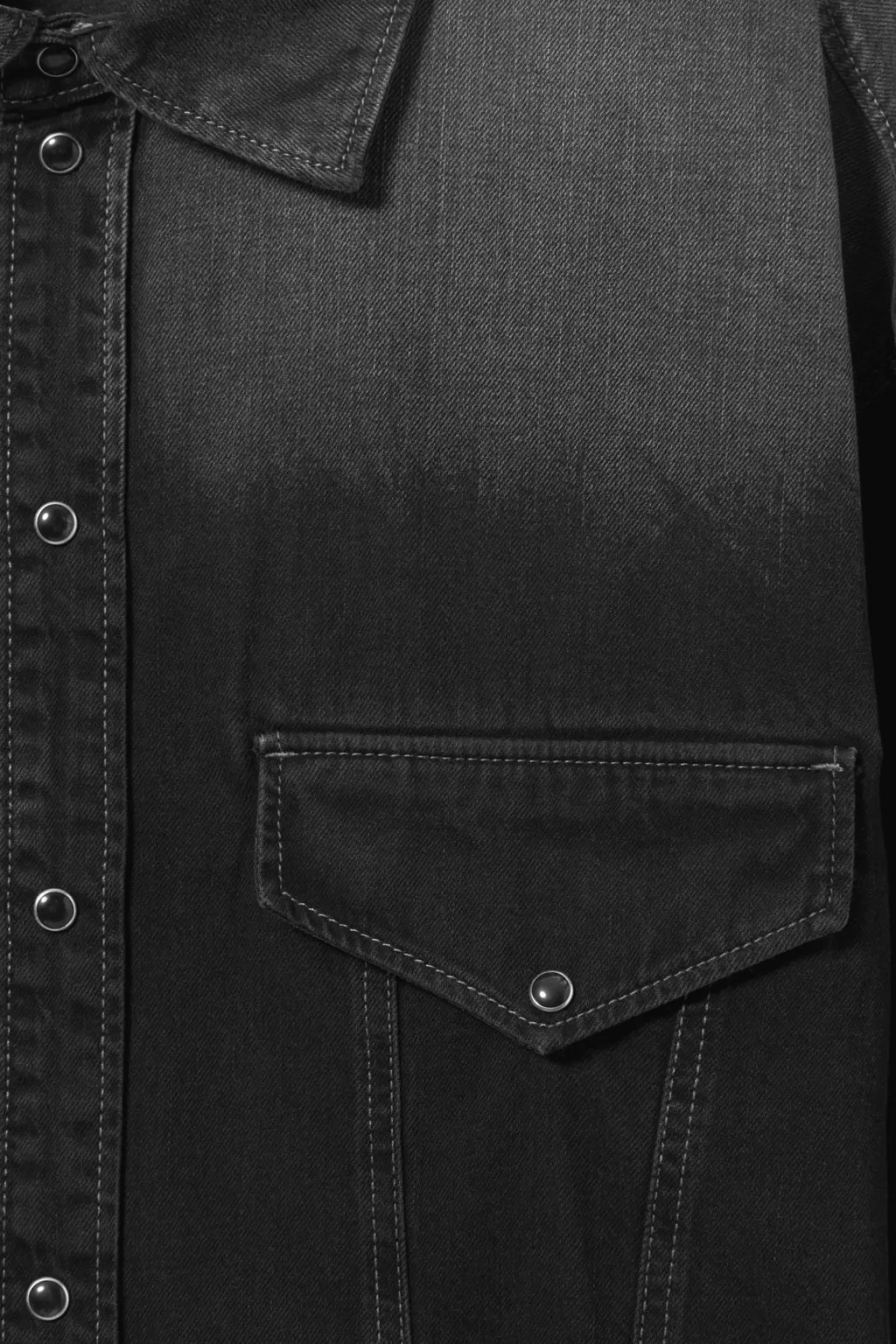 Weekday Carson Denim Long Sleeve Shirt Faded Black Store