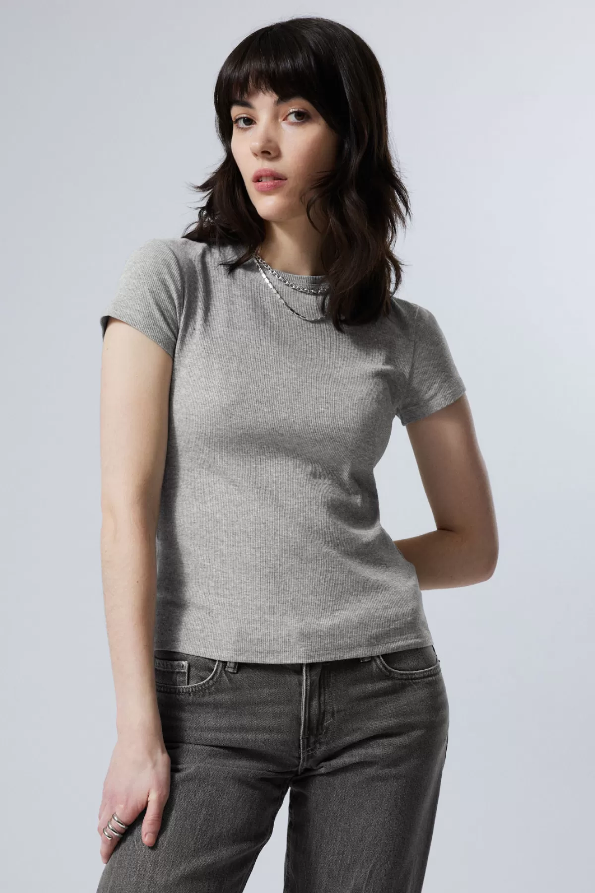 Weekday Close Fitted Rib T- Shirt Shop