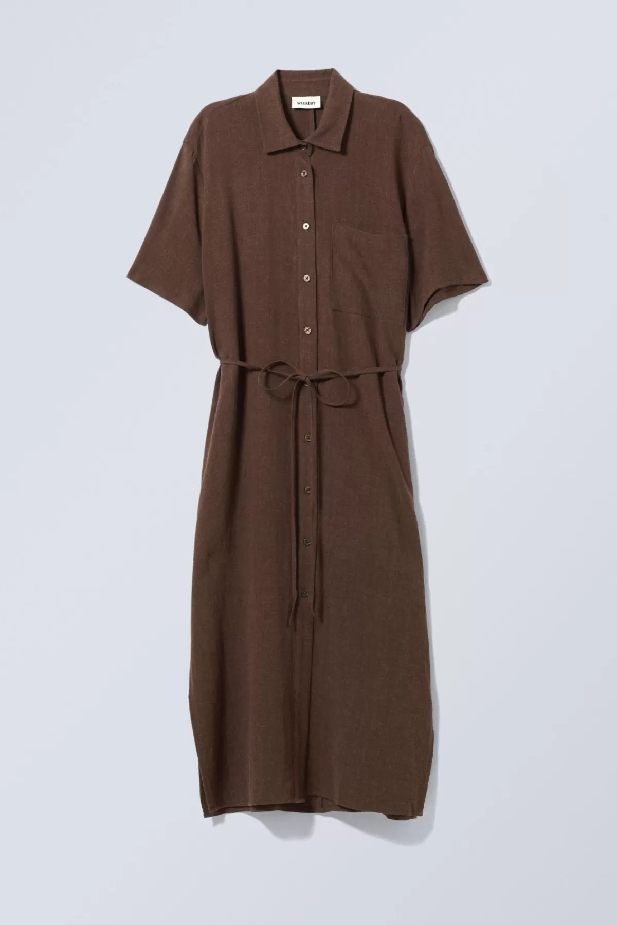 Weekday Cori Linen Dress Brown Shop