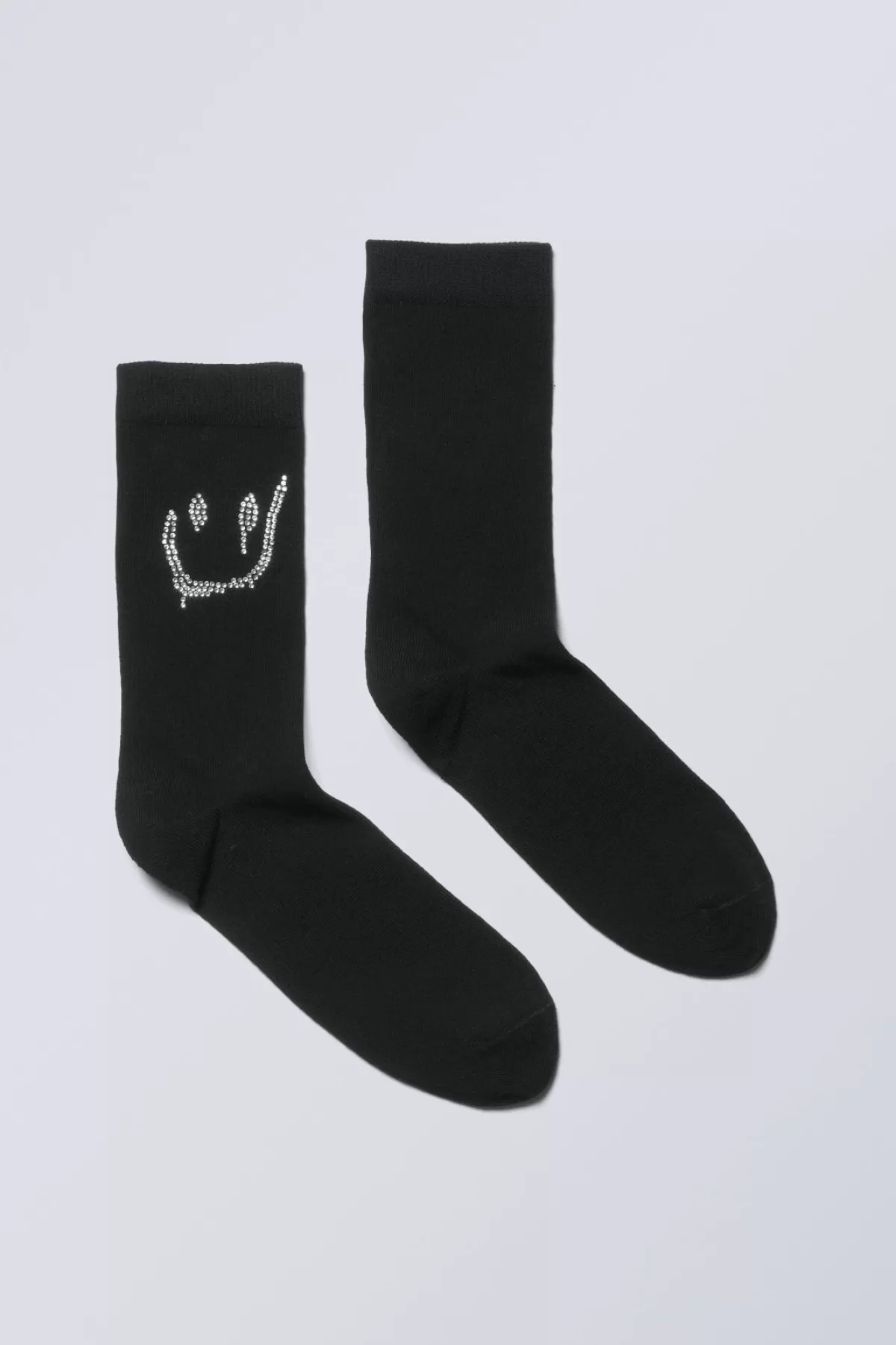 Weekday Cotton Rhinestone Socks Black Rhinestones Drippy Smile Cheap