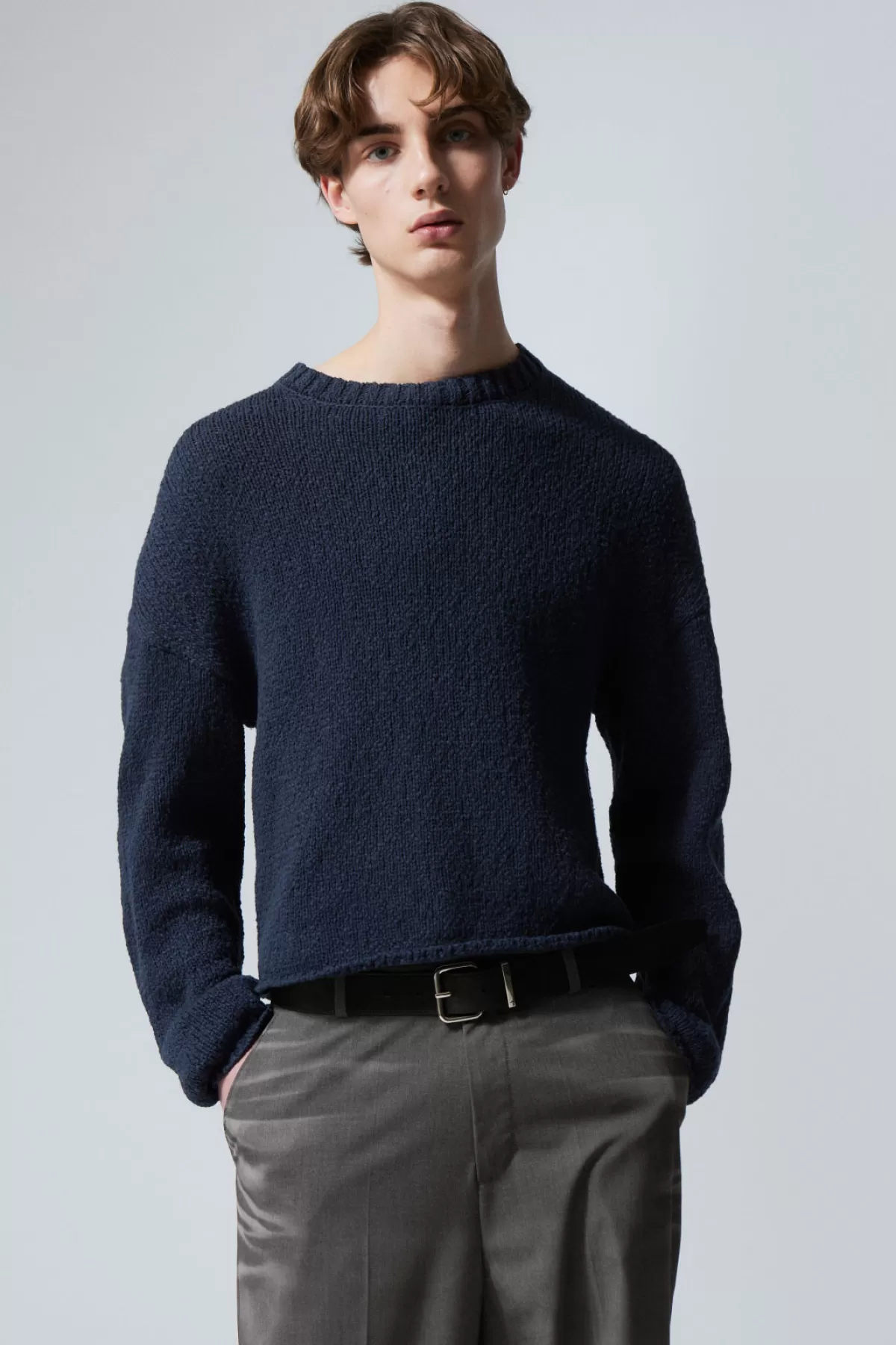 Weekday Cropped Heavy Knitted Sweater Dark Blue Store