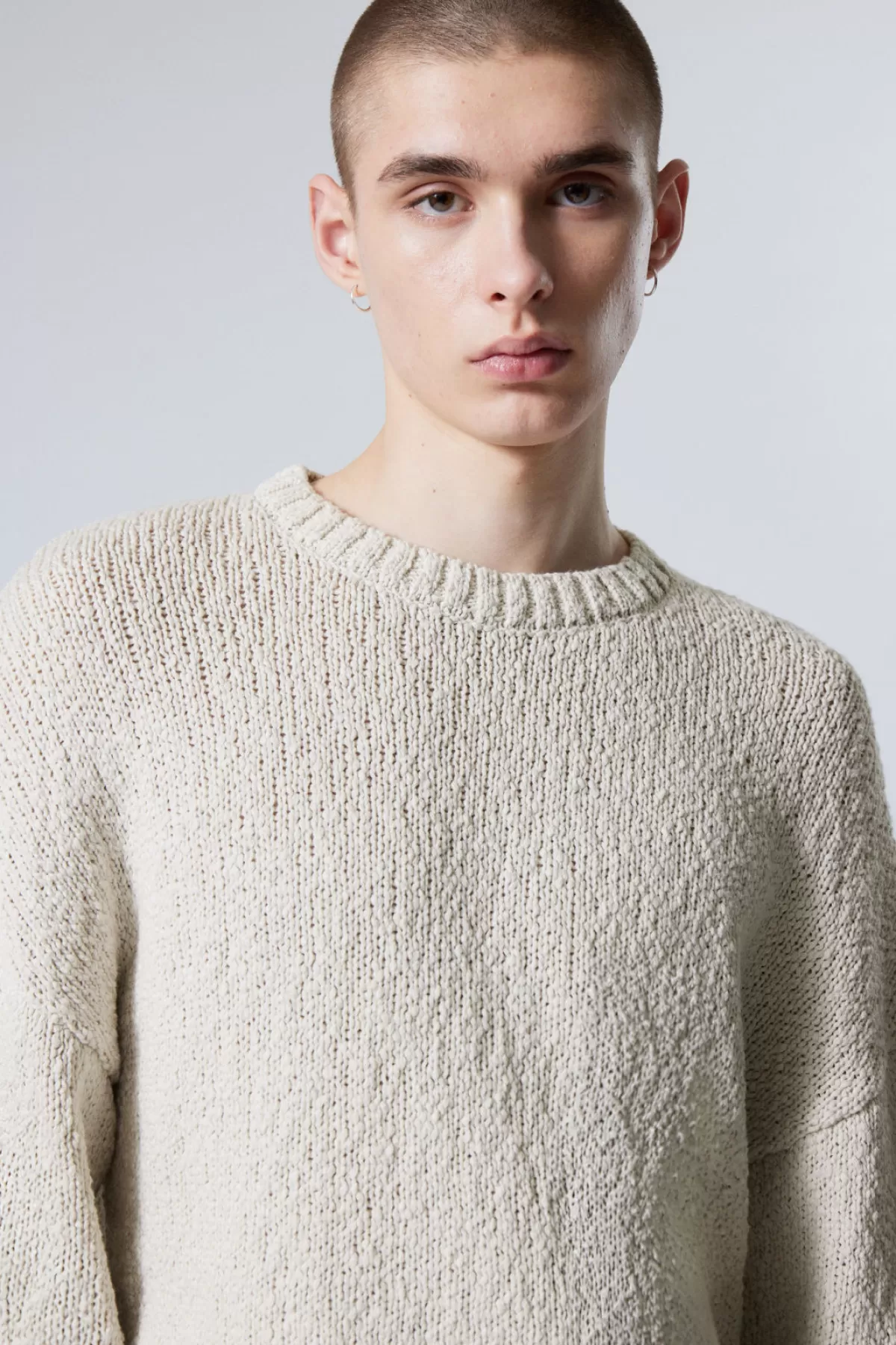 Weekday Cropped Heavy Knitted Sweater Beige New