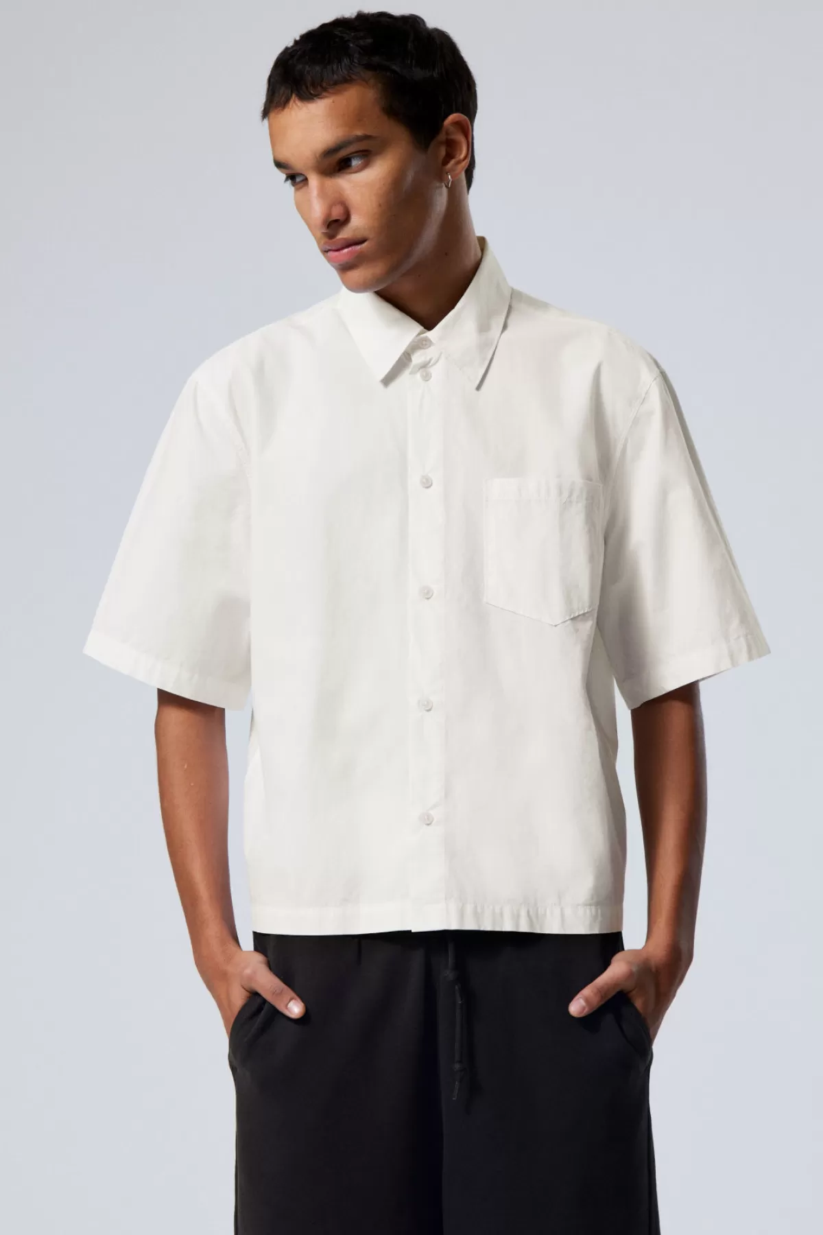 Weekday Cropped Short Sleeve Shirt White Cheap