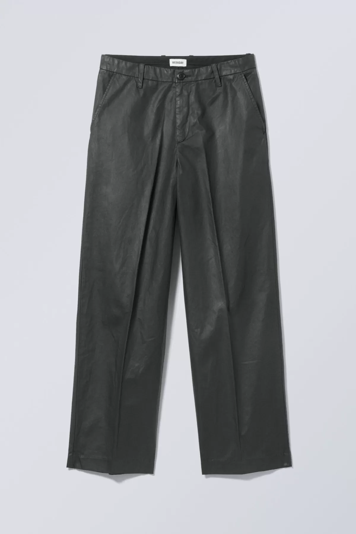 Weekday Dave Loose Coated Trousers Black Discount