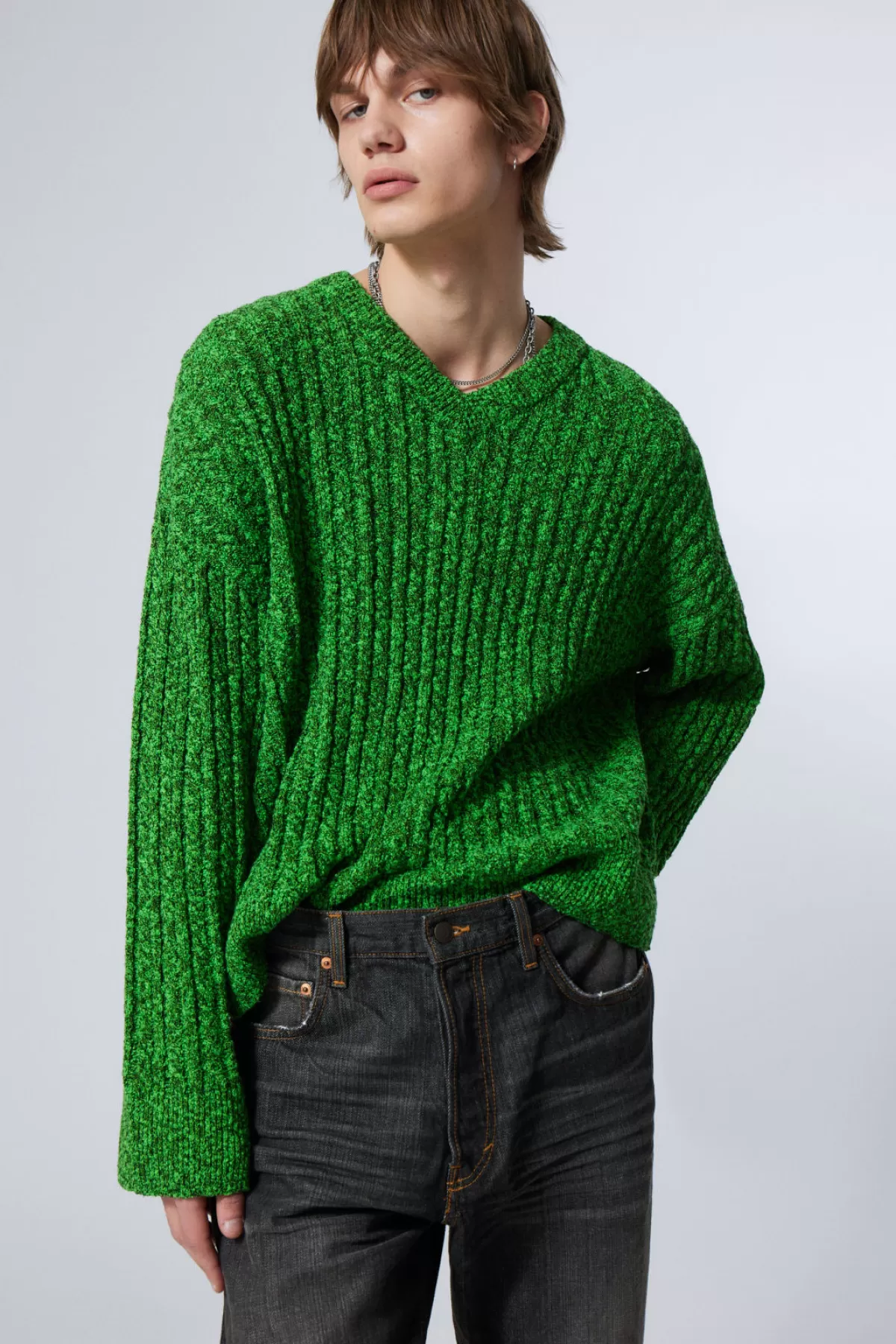 Weekday Dean Oversized Knitted V- neck Sweater Online