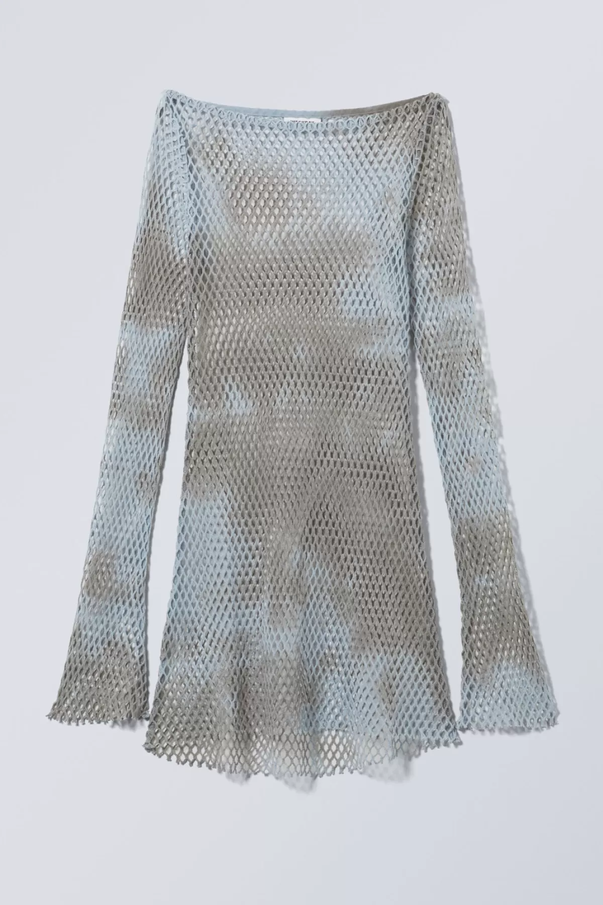 Weekday Dyed Mini Net Dress Light Blue & Grey Store