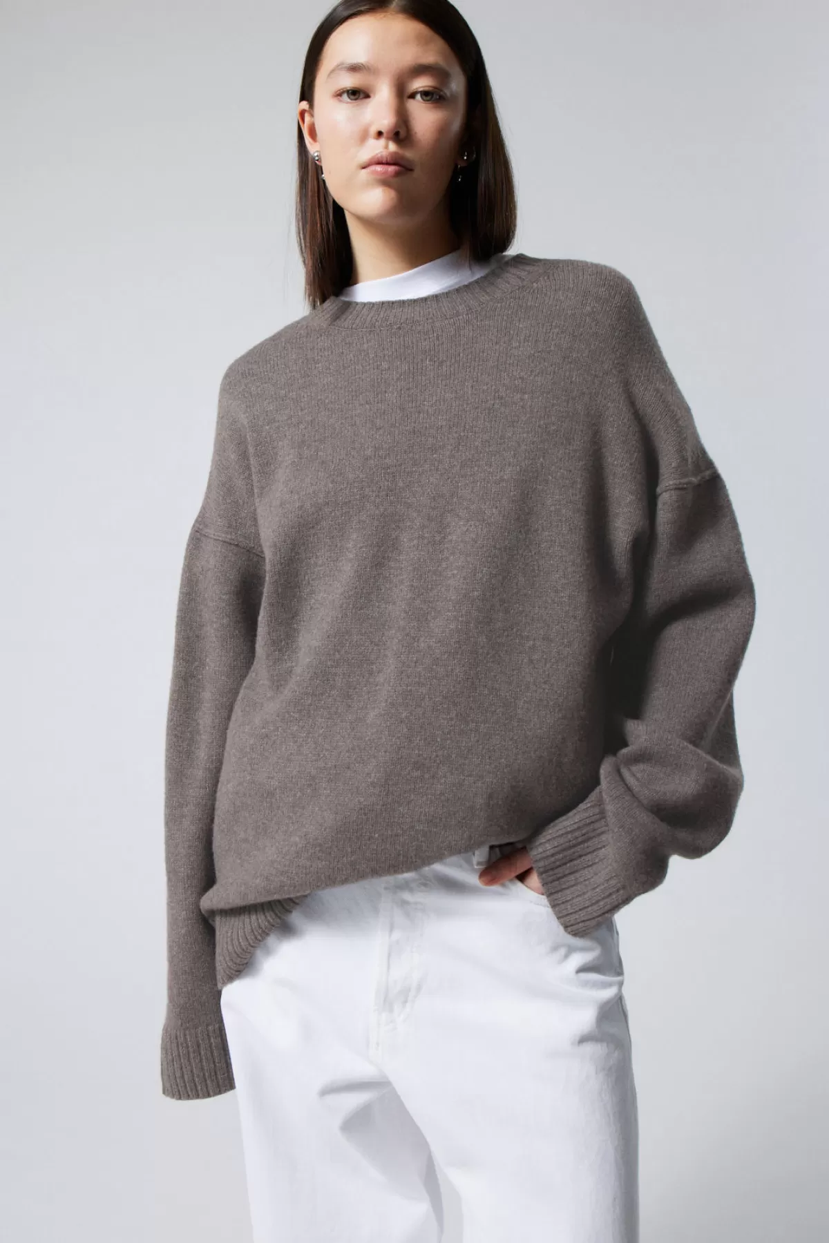Weekday Eloise Oversized Wool Sweater Dark Mole Best Sale