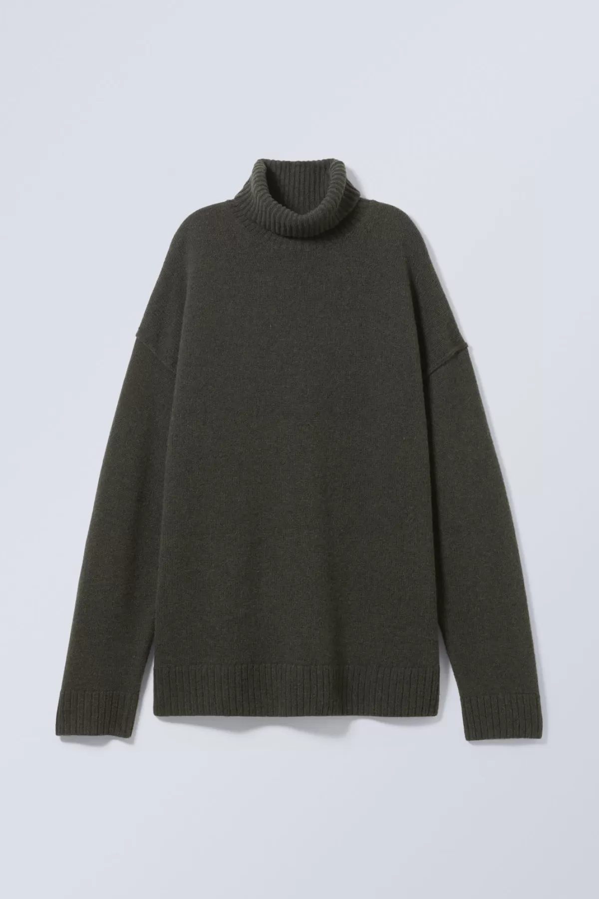 Weekday Eloise Wool Turtleneck Sweater Dark Green Clearance