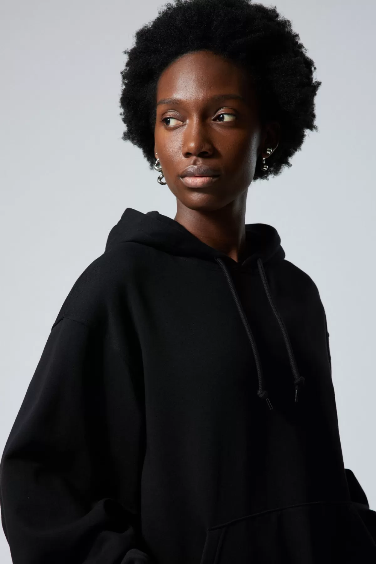 Weekday Essence Relaxed Hoodie Black Clearance