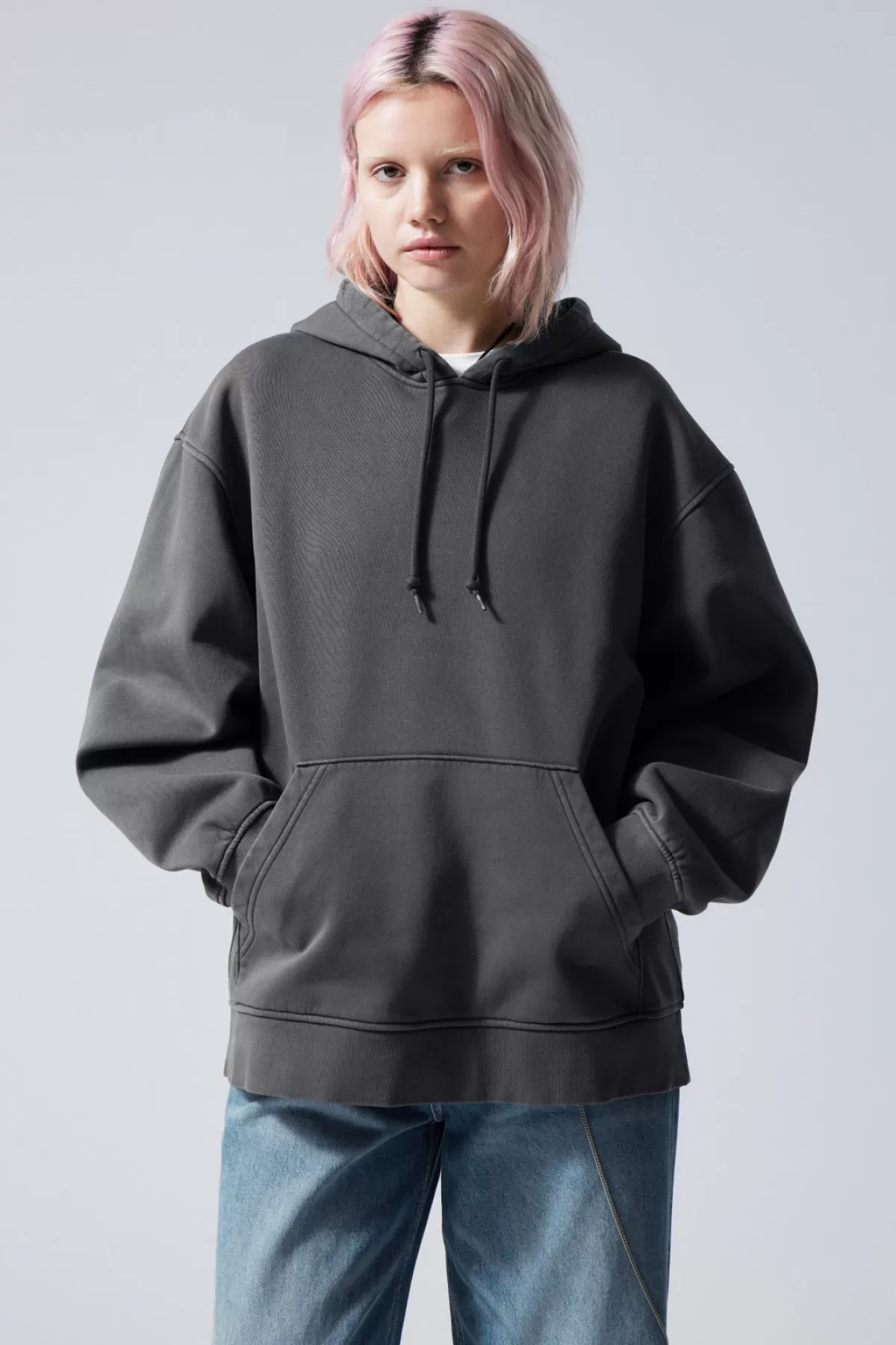 Weekday Essence Washed Oversized Hoodie Washed Grey Cheap