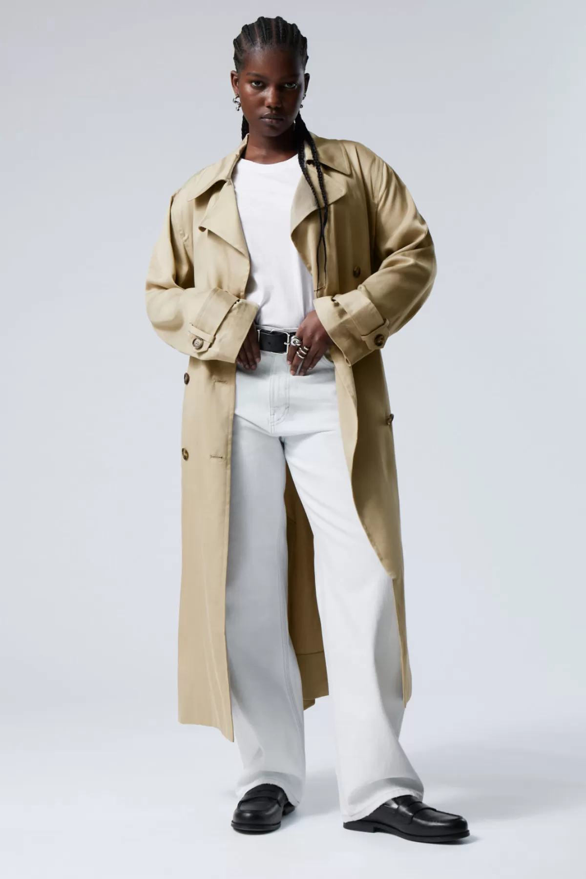 Weekday Evelyn Relaxed Lyocell Trench Coat Beige Hot