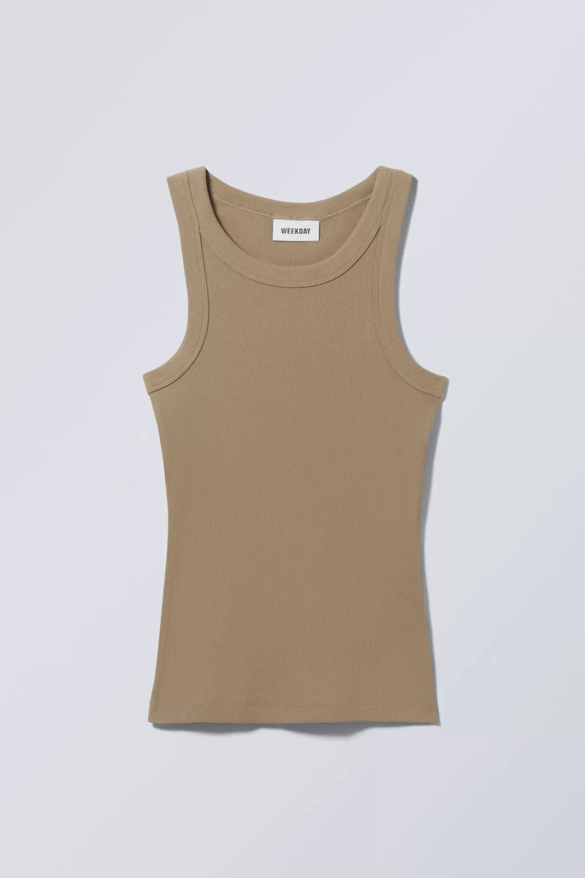Weekday Fitted Rib Tank Top Brown Shop