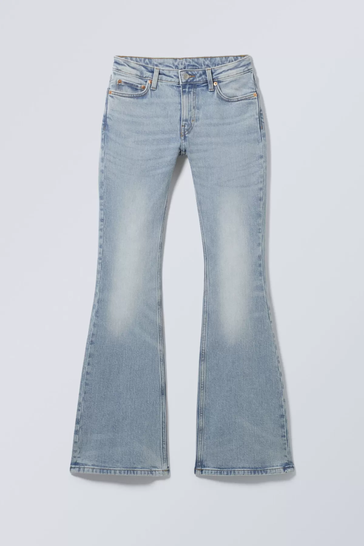 Weekday Flame Low Flared Jeans Stone Blue Clearance