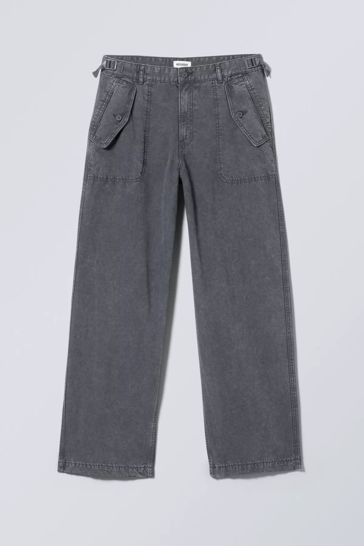 Weekday Frej Relaxed Workwear Trousers Washed Grey Flash Sale