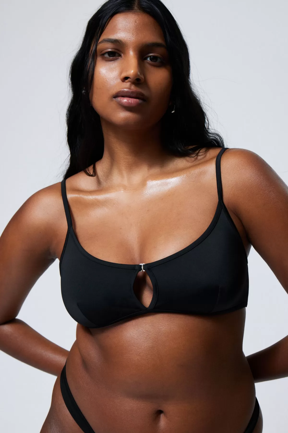 Weekday Front Buckle Bikini Top Black Shop