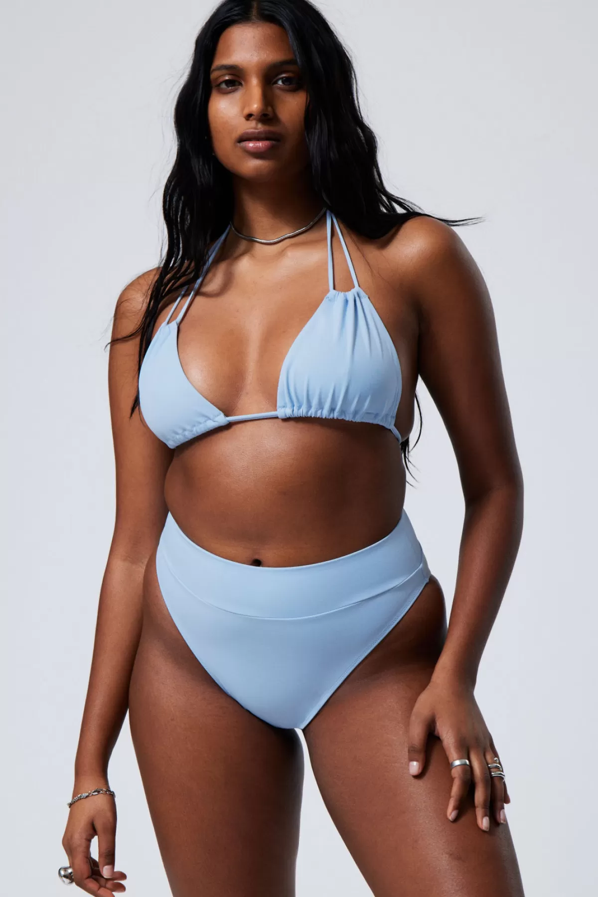 Weekday Heat High Waist Bikini Bottoms Light Blue Online