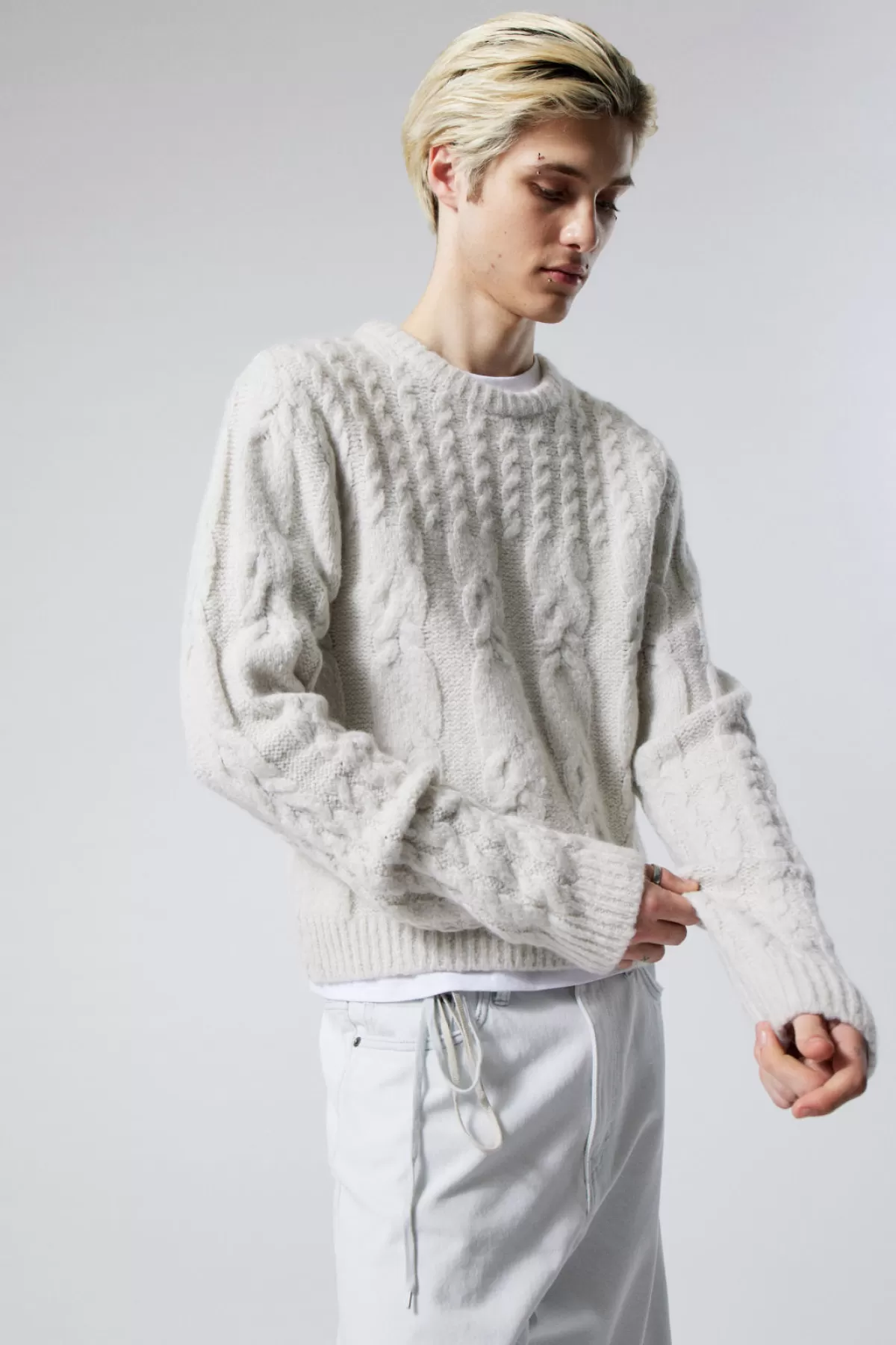 Weekday Jesper Wool Blend Knit Sweater Ecru Best Sale