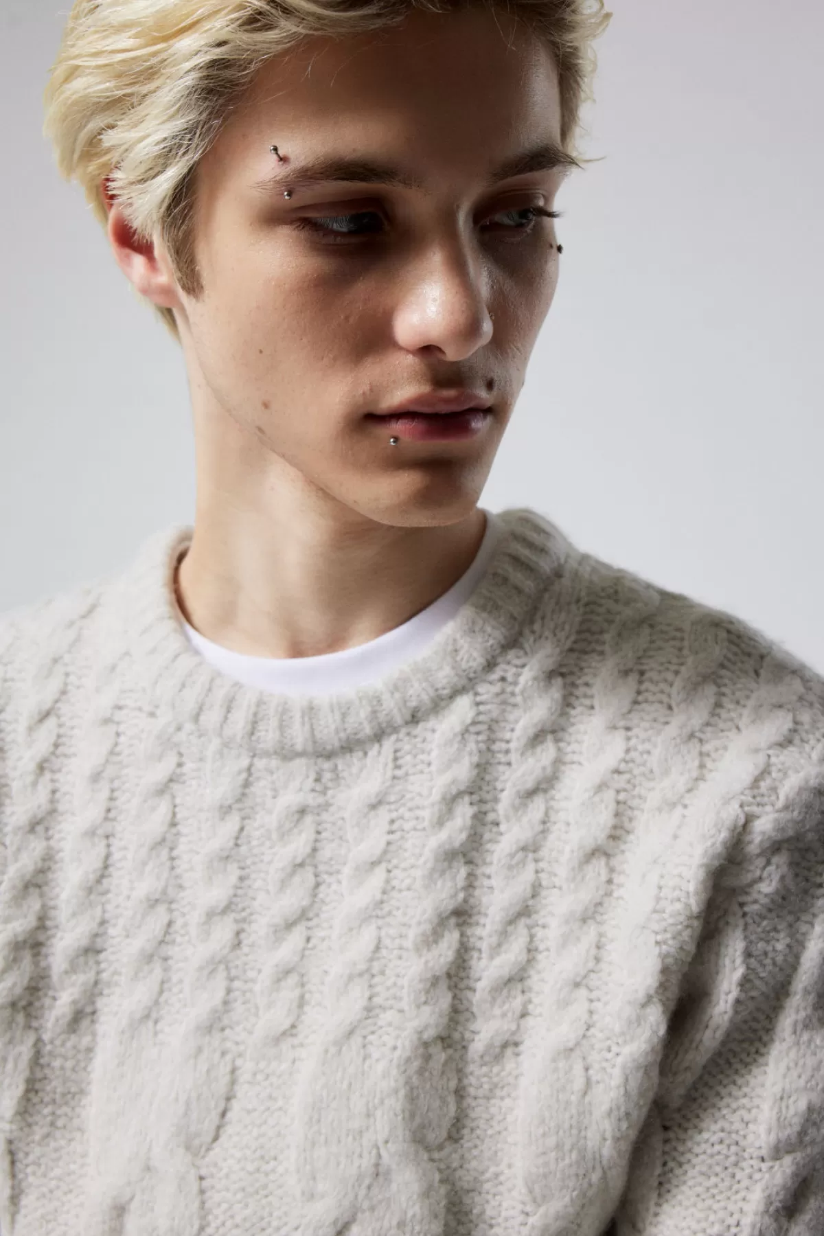 Weekday Jesper Wool Blend Knit Sweater Ecru Best Sale