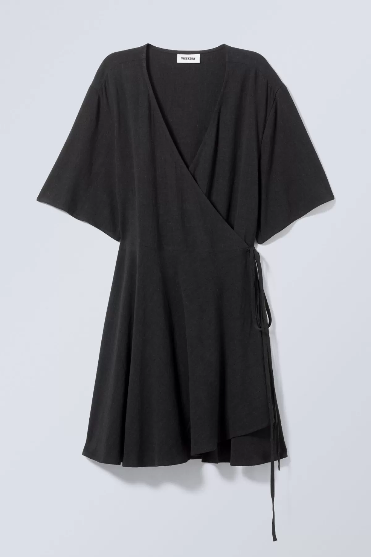 Weekday Kimberly Linen Mix Dress Black Fashion