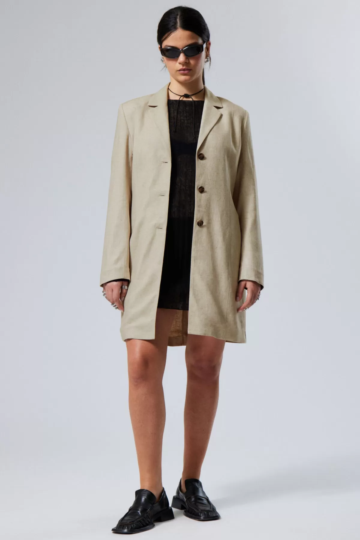 Weekday Knee- length Linen Blend Coat Best Sale