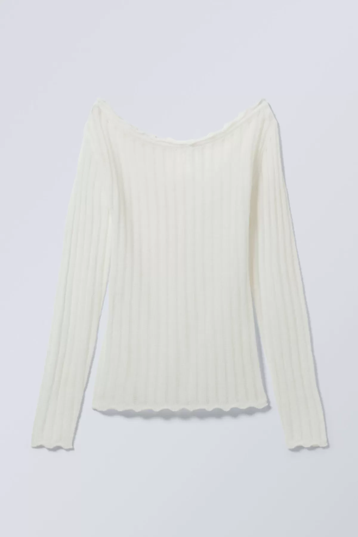 Weekday Knitted Off Shoulder Sweater White Clearance