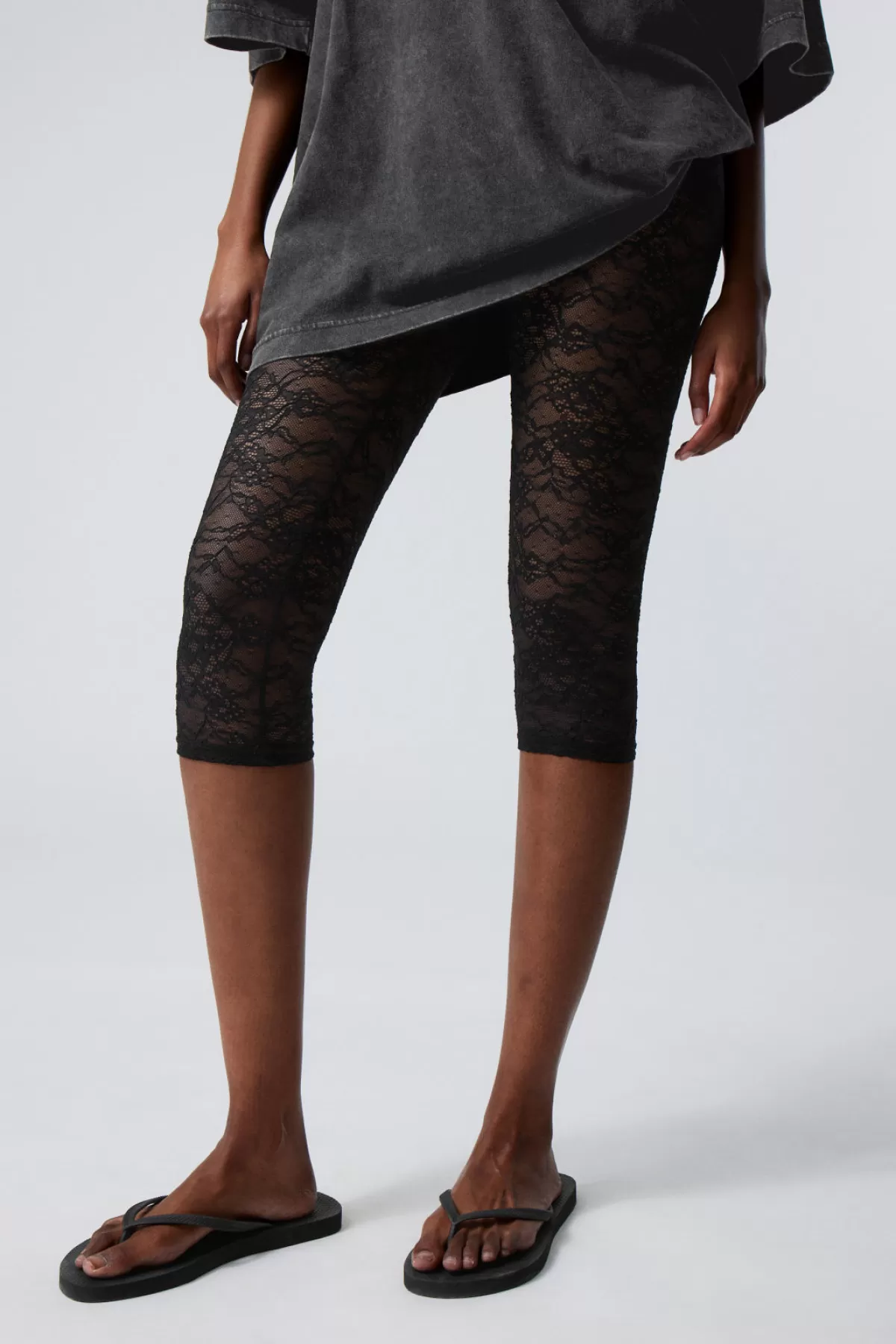 Weekday Lace Capri Trousers Black Discount