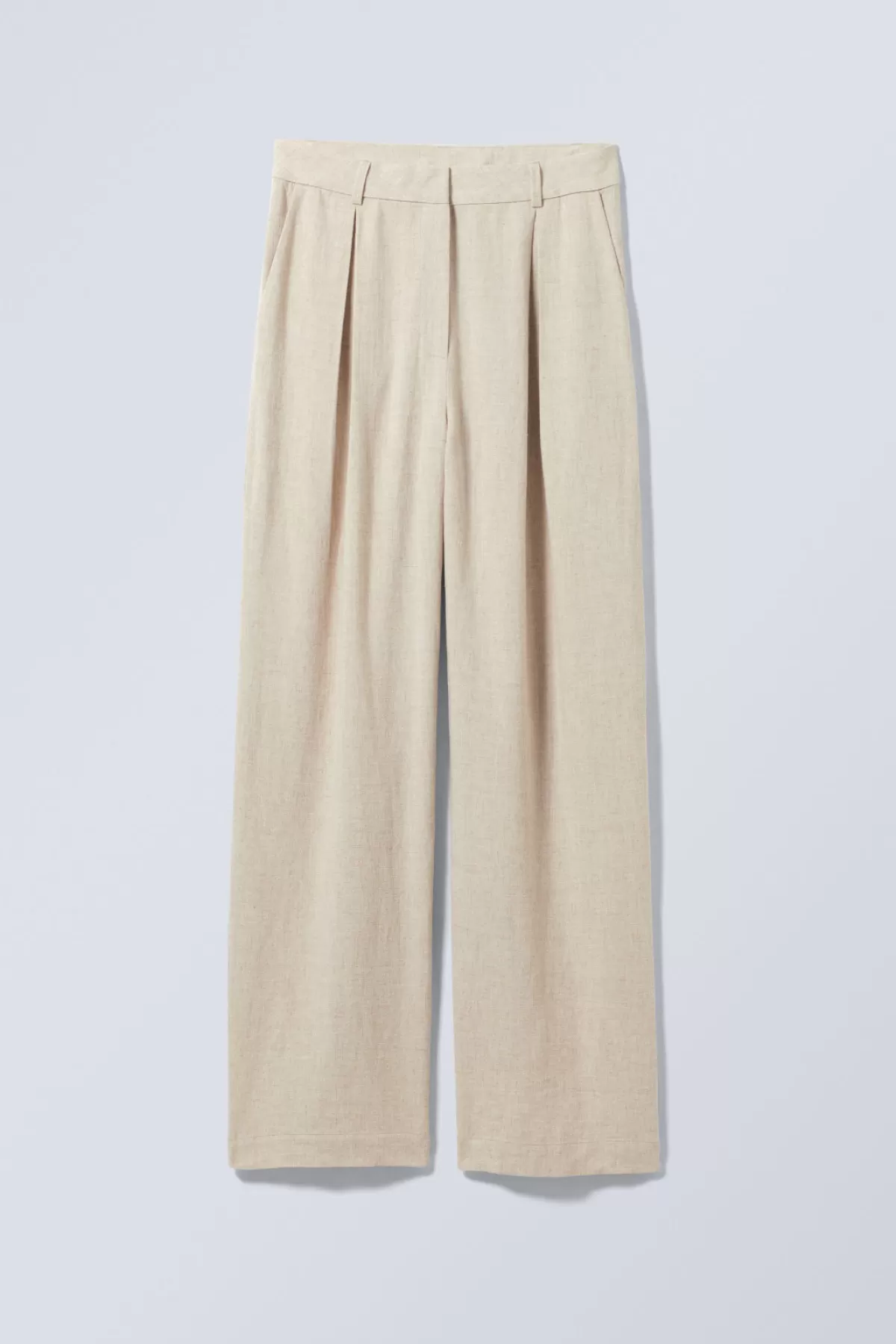 Weekday Lilah Linen Mix Trousers Light Beige Fashion
