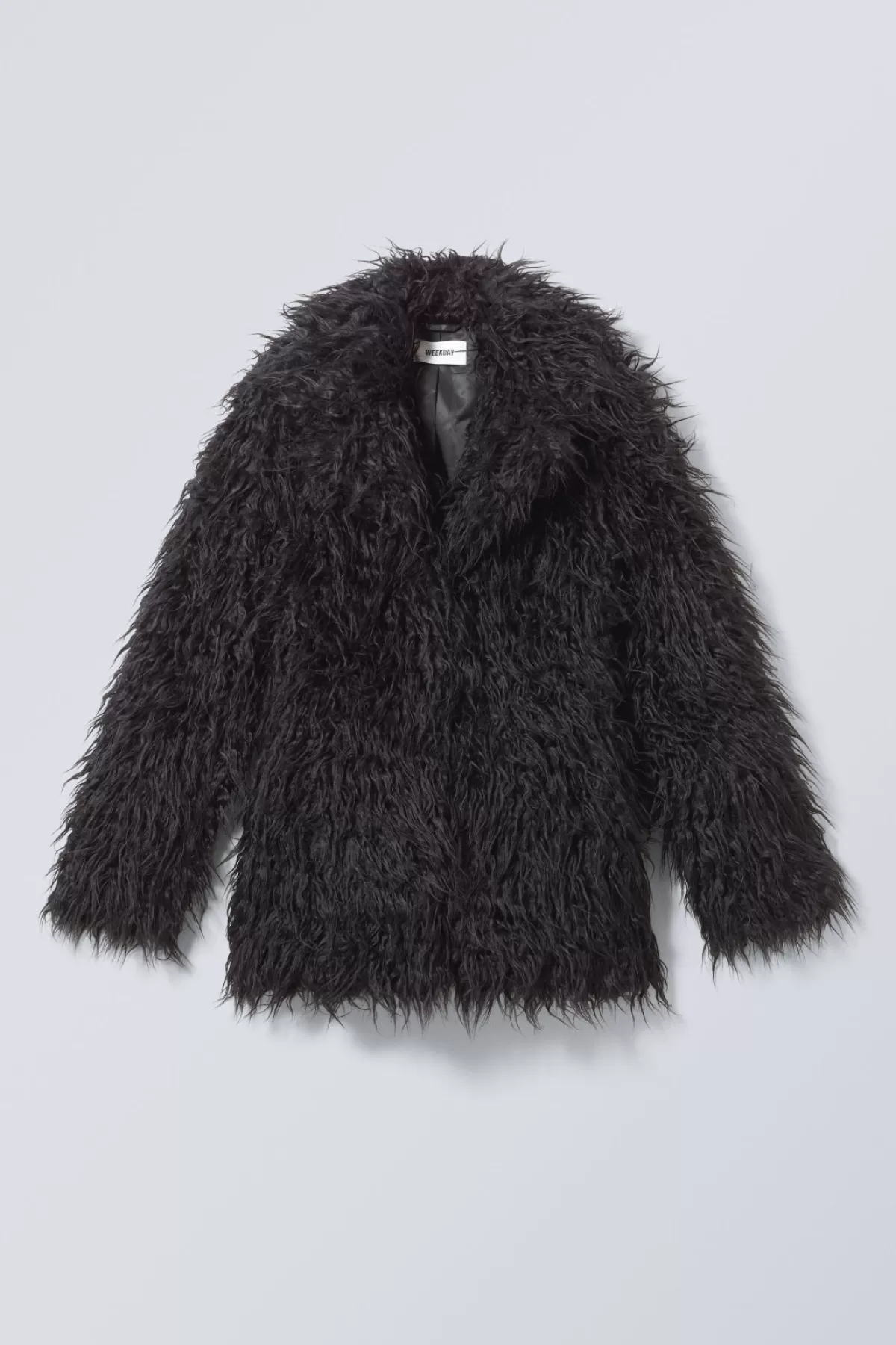 Weekday Lilith Waisted Faux Fur Jacket Black Discount