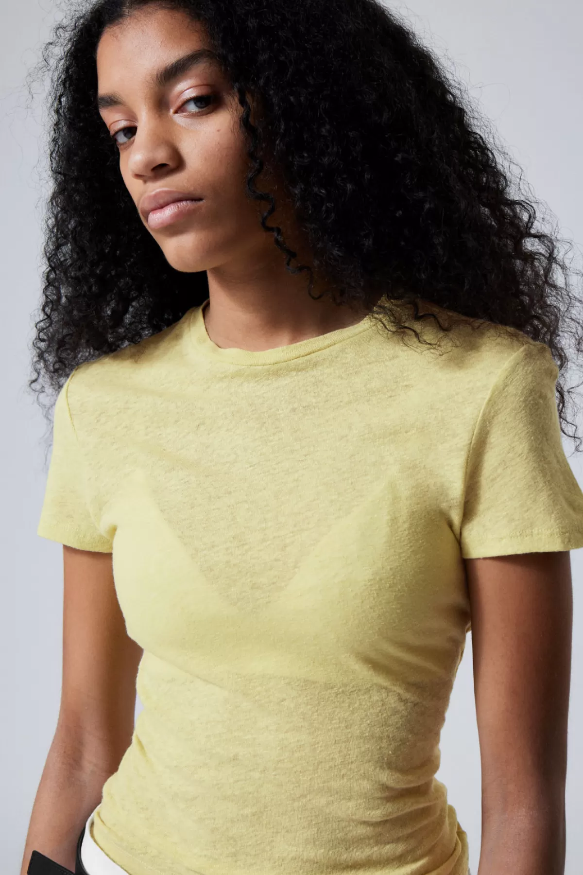 Weekday Linen Blend Fitted T- shirt Fashion