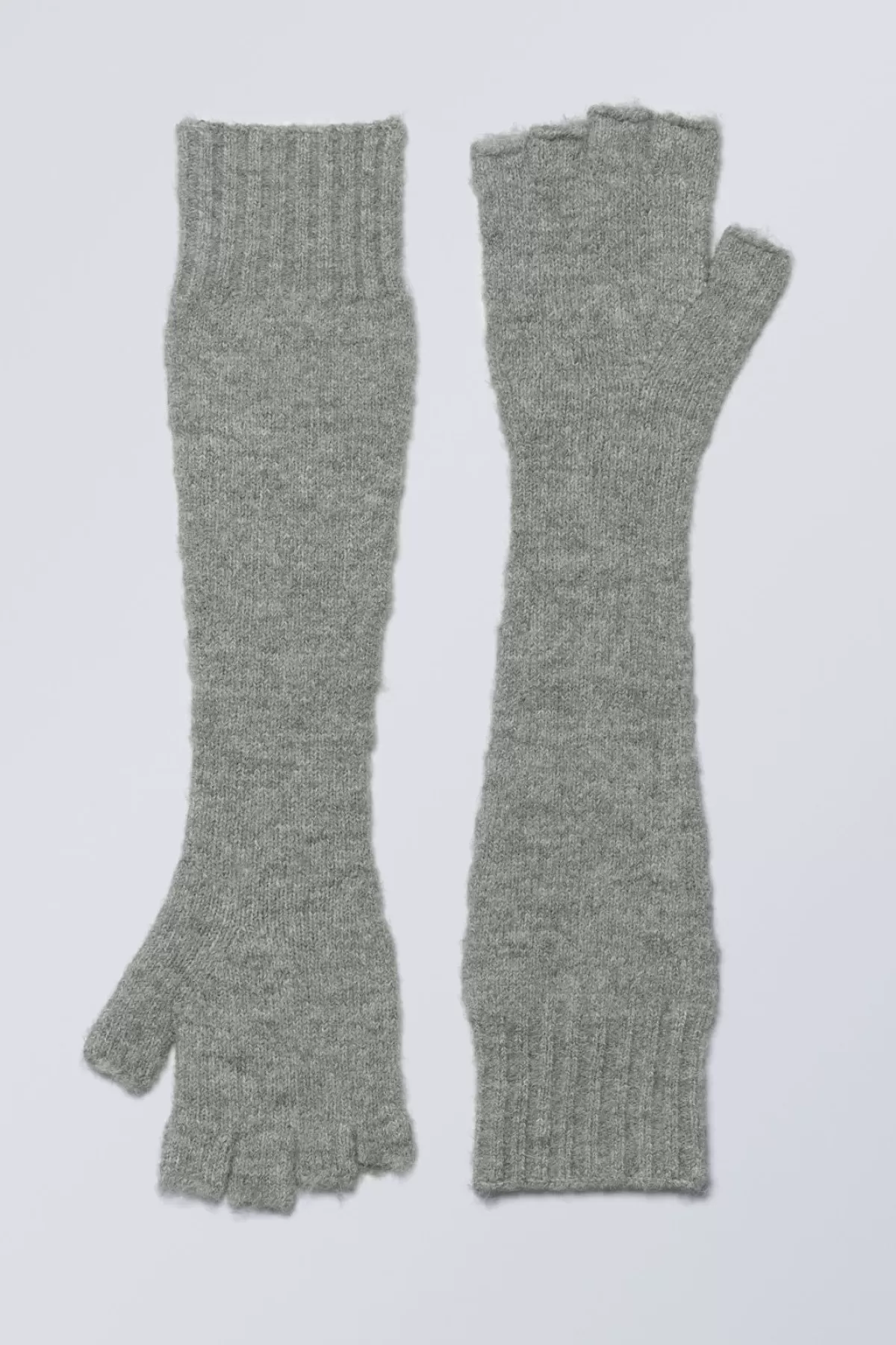 Weekday Long Knitted Gloves Grey Discount