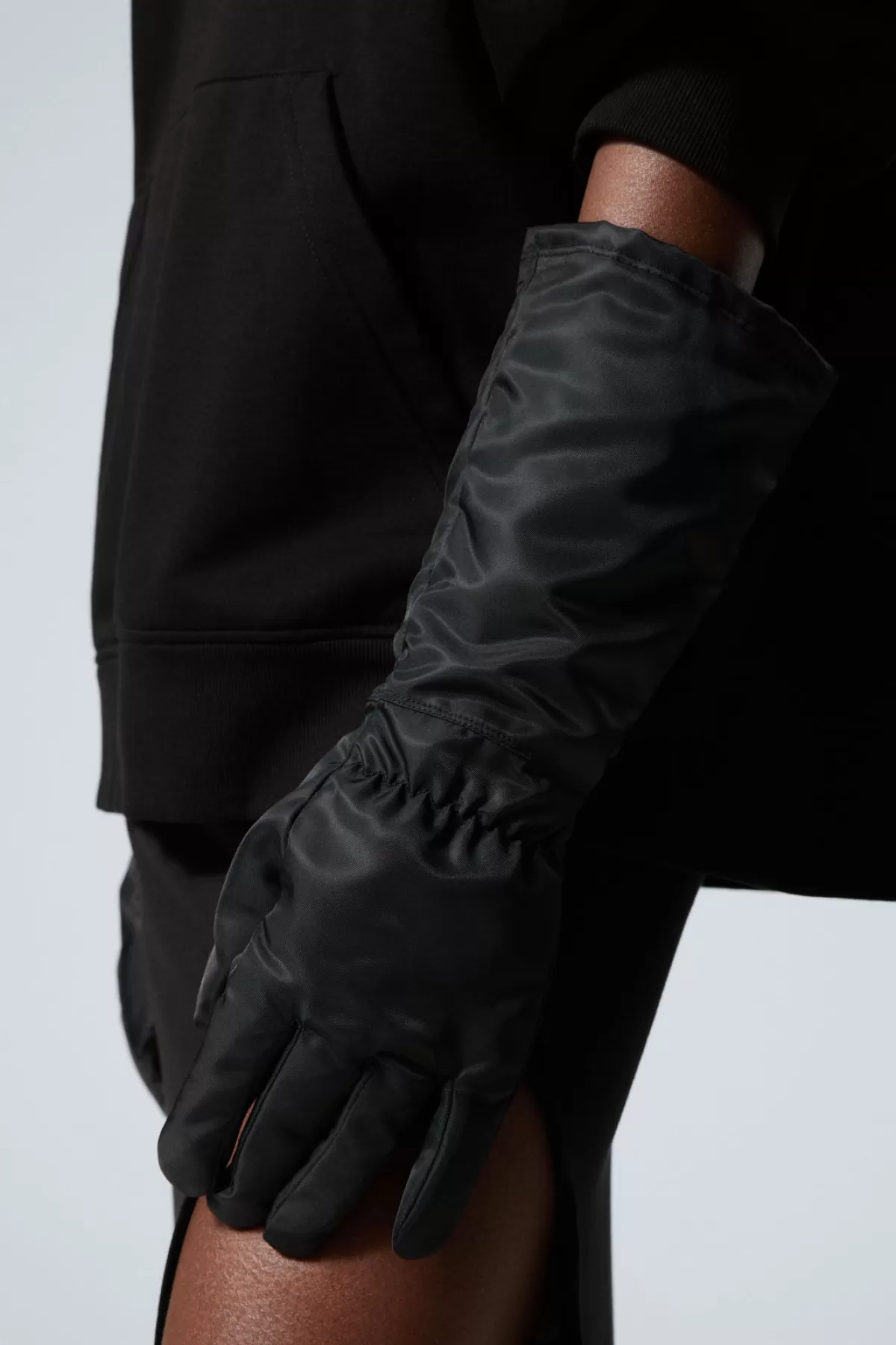 Weekday Long Woven Finger Gloves Black Clearance