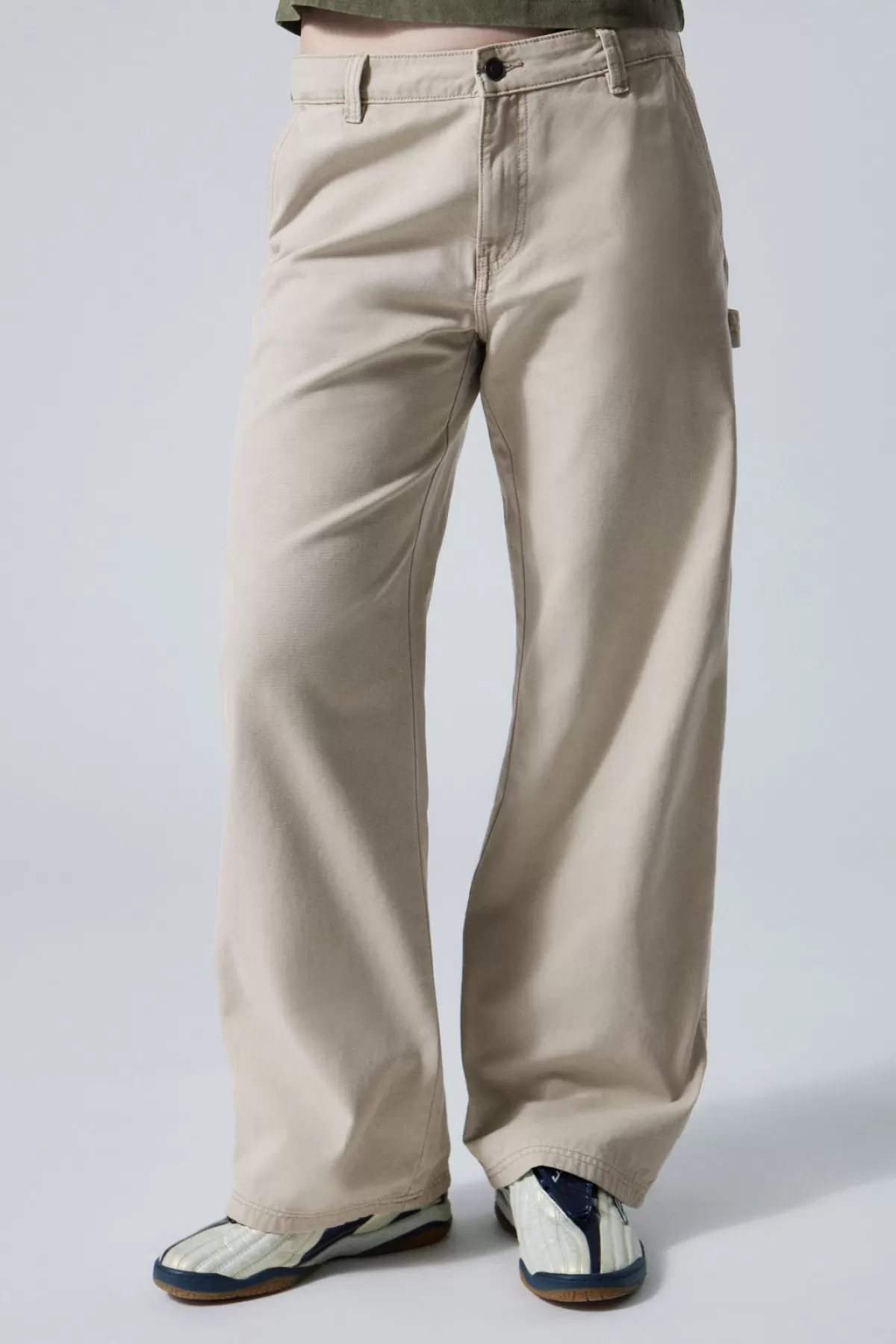 Weekday Loose Carpenter Canvas Trousers Dusty Mole Hot