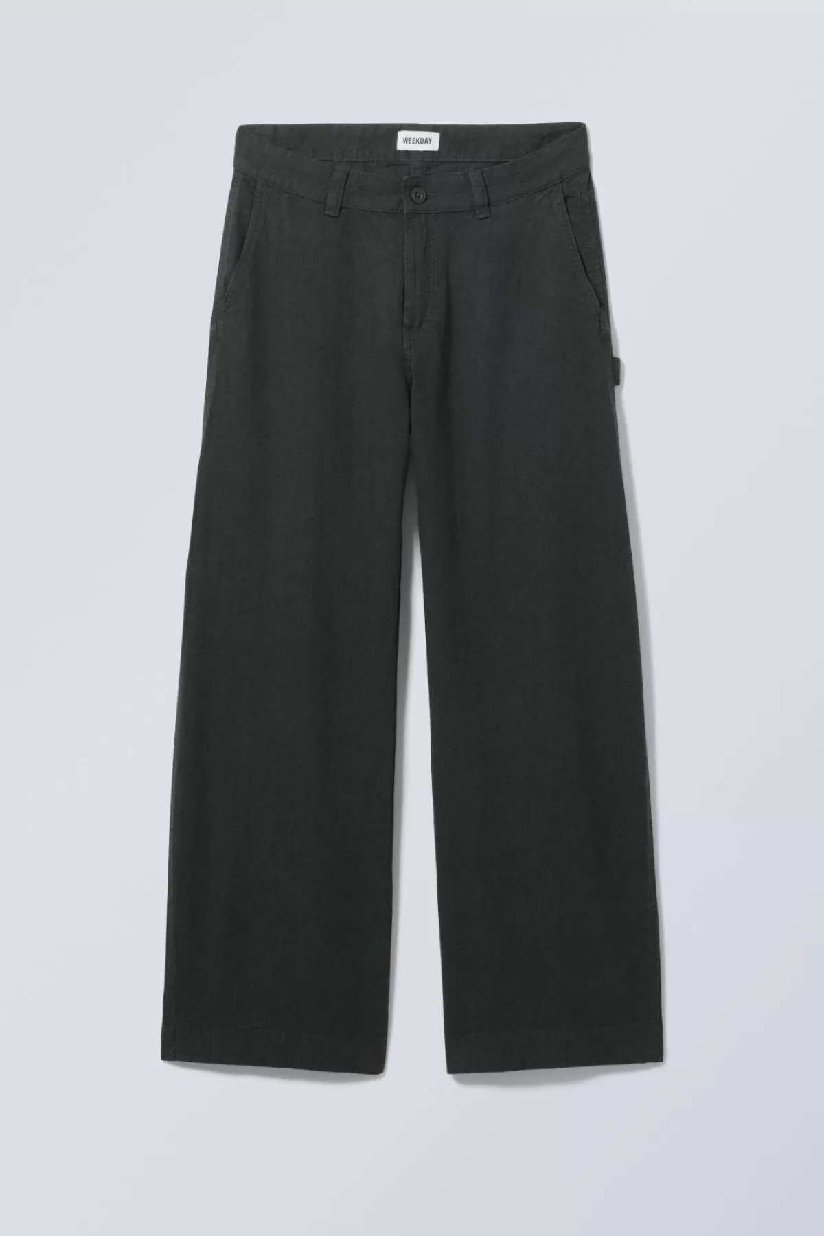 Weekday Loose Carpenter Linen Blend Trousers Dark Grey Discount