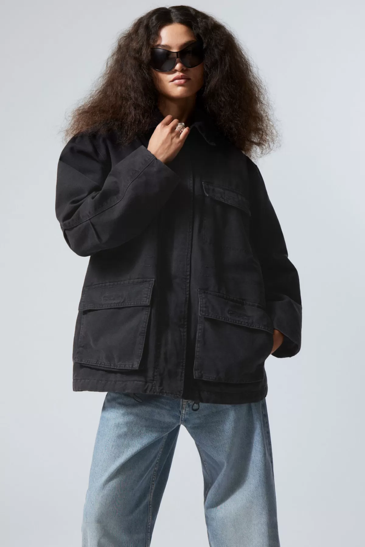 Weekday Luca Washed Parka Jacket Washed Black Best