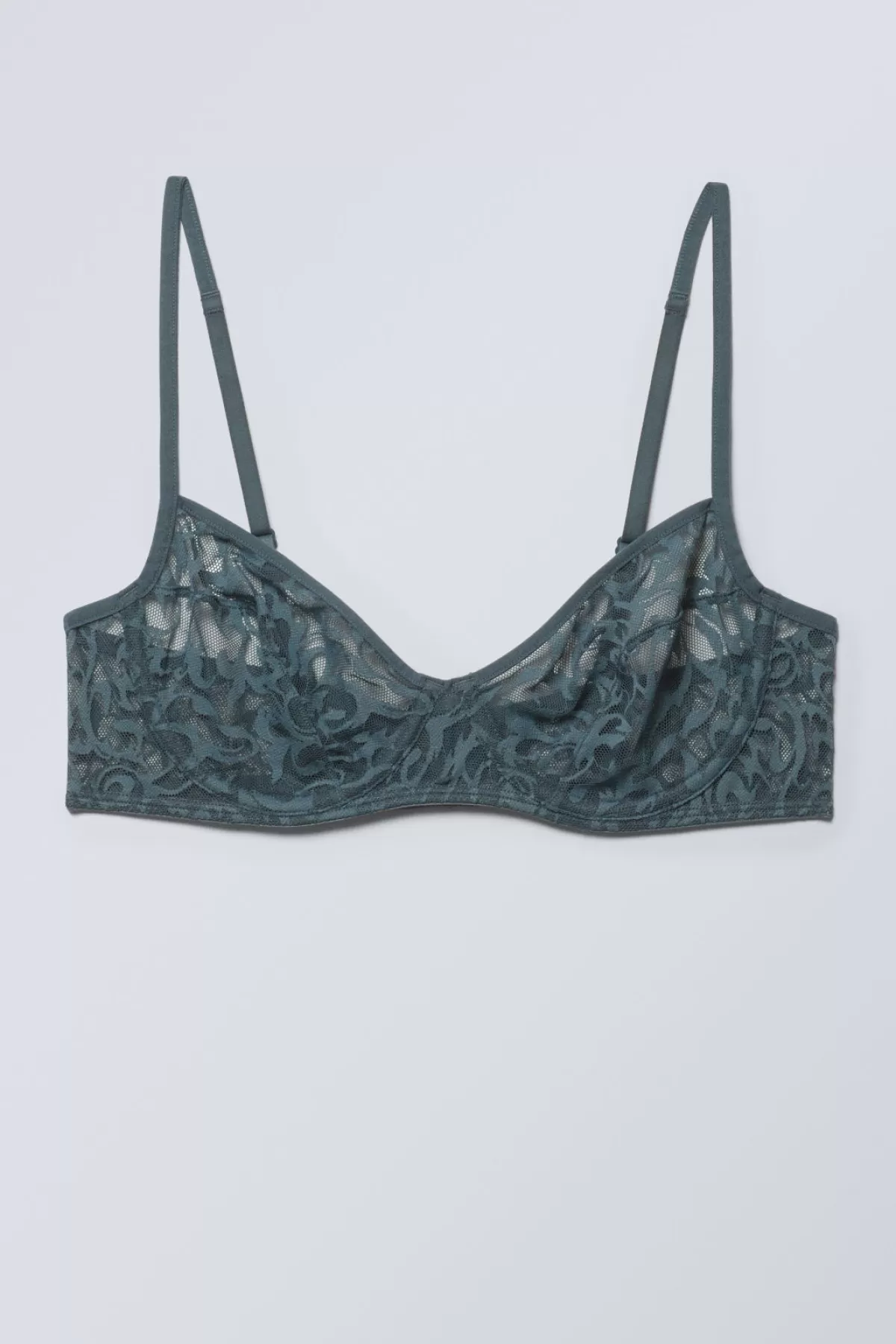 Weekday Lucy Lace Underwire Bra Dark Turquoise Clearance