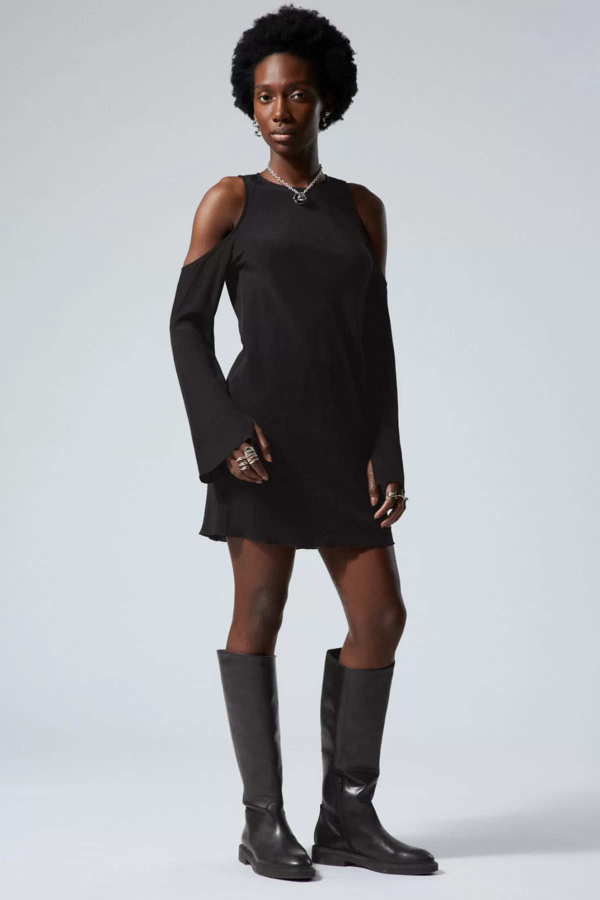 Weekday Lycke Shoulder Dress Black Shop