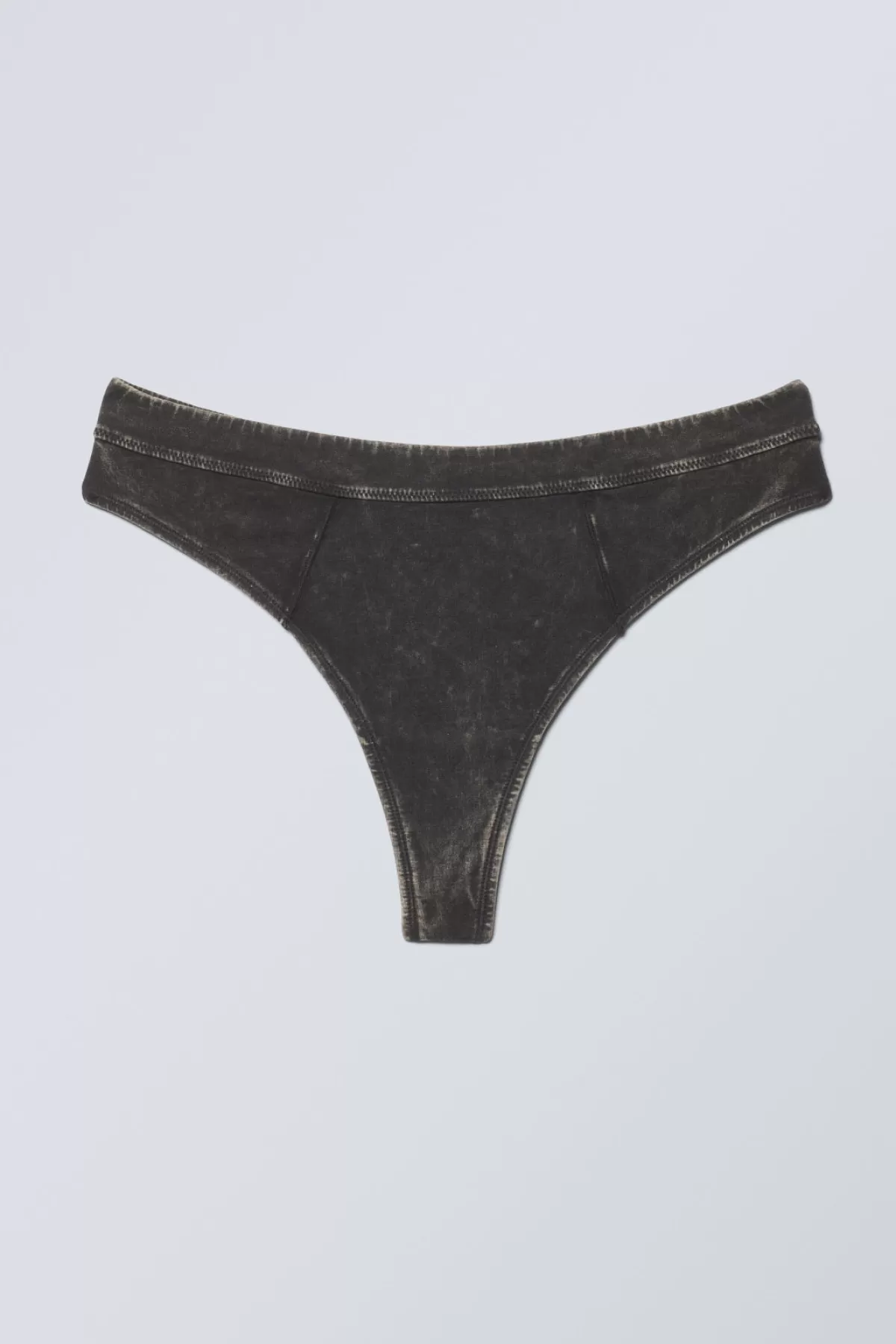 Weekday Miley Washed Cotton Thong Bleach Washed Black Best Sale