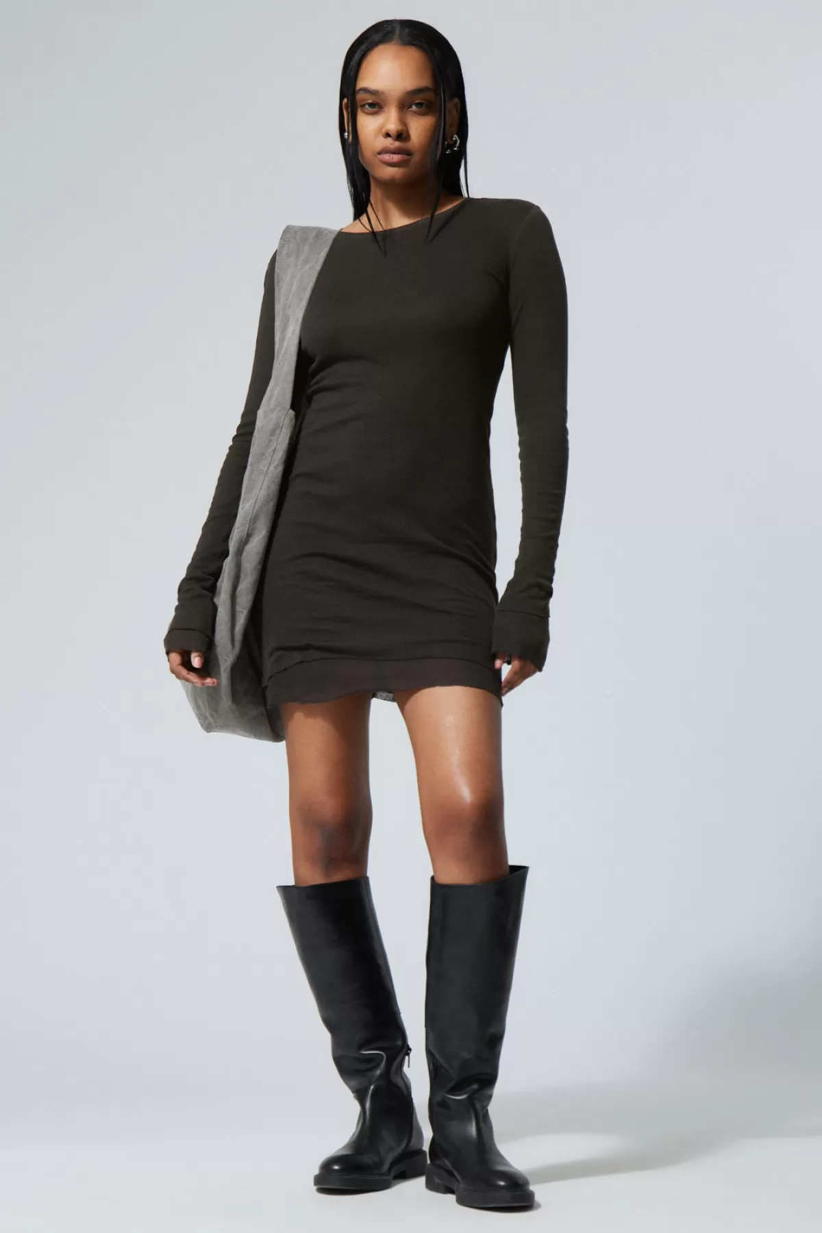 Weekday Nicole Sheer Mini Dress Black Cheap
