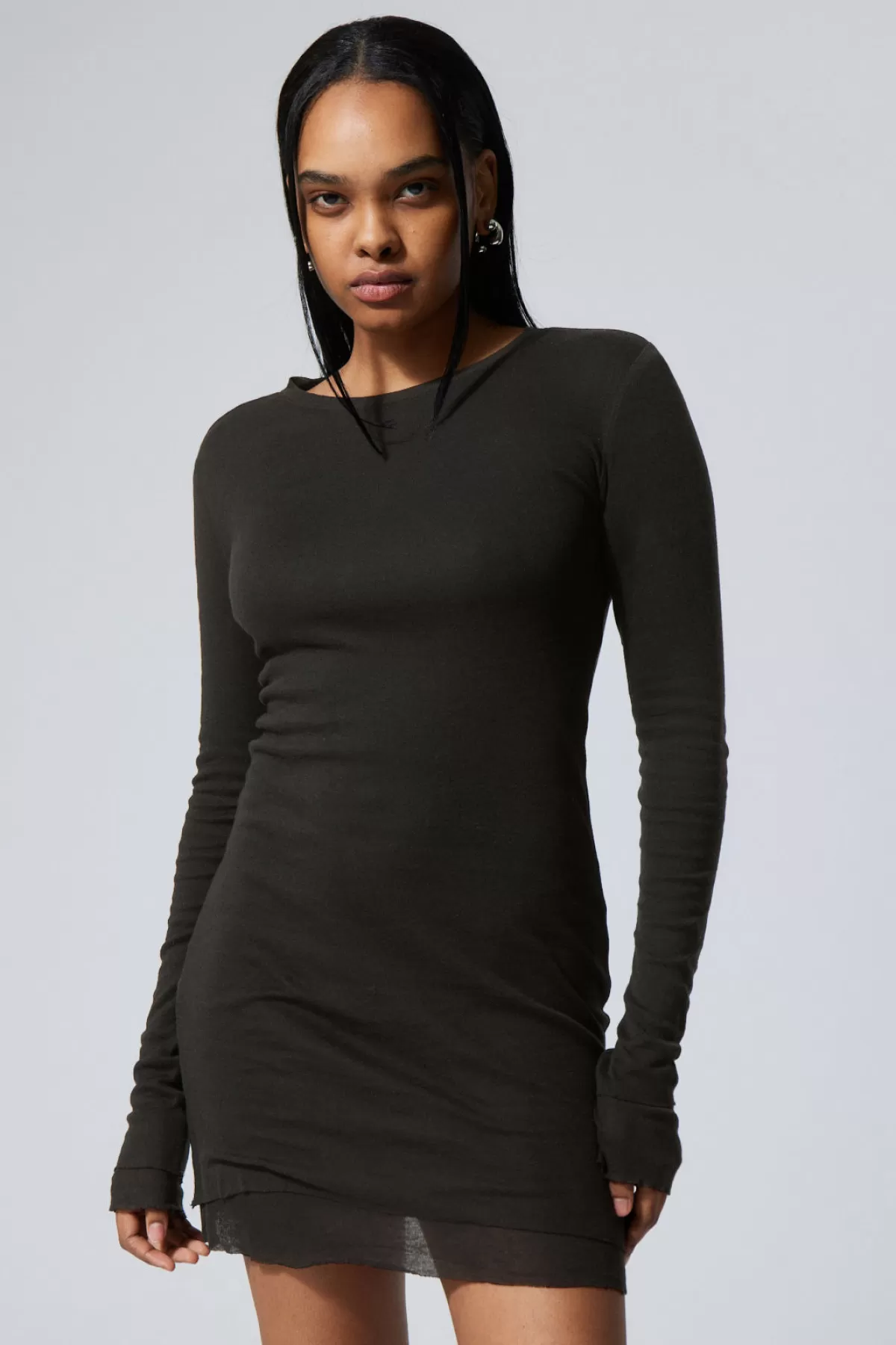 Weekday Nicole Sheer Mini Dress Black Cheap