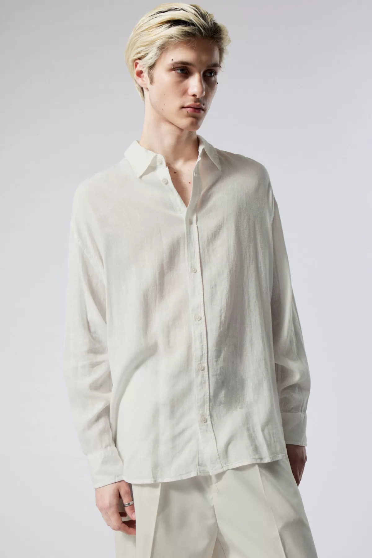 Weekday Oversized Linen Shirt White Best Sale