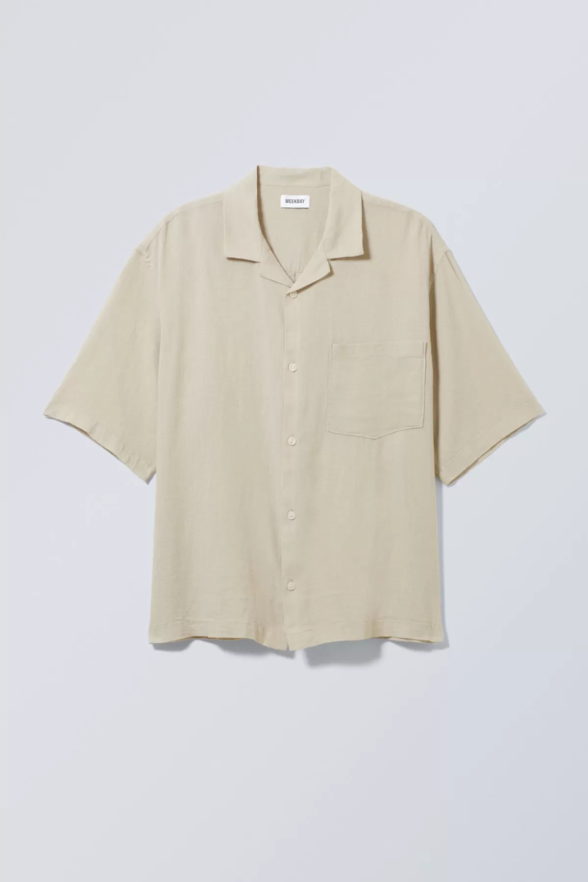 Weekday Oversized Linen Short Sleeve Shirt Ecru Fashion